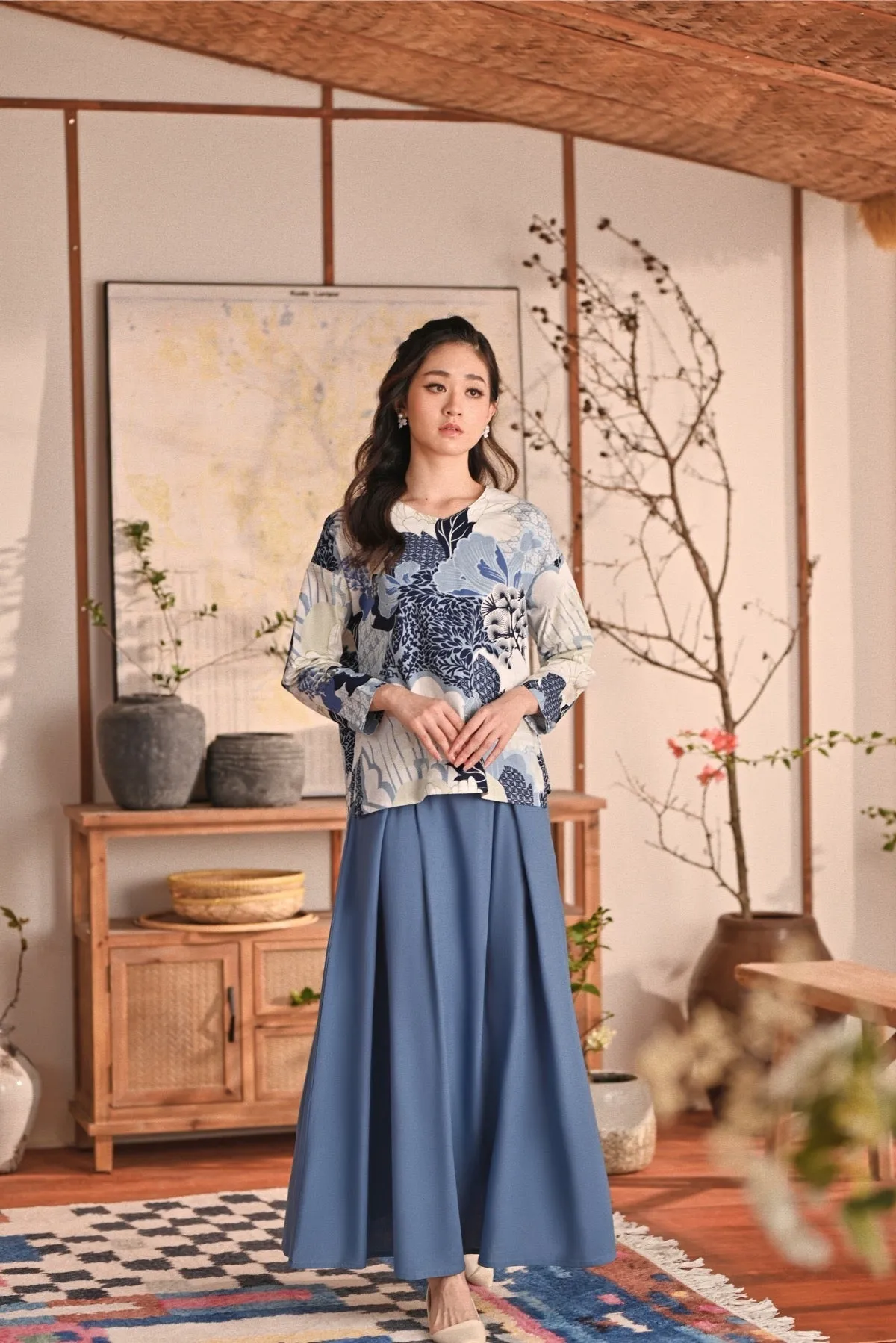 The Heiwa Women A-Line Skirt - Blue West