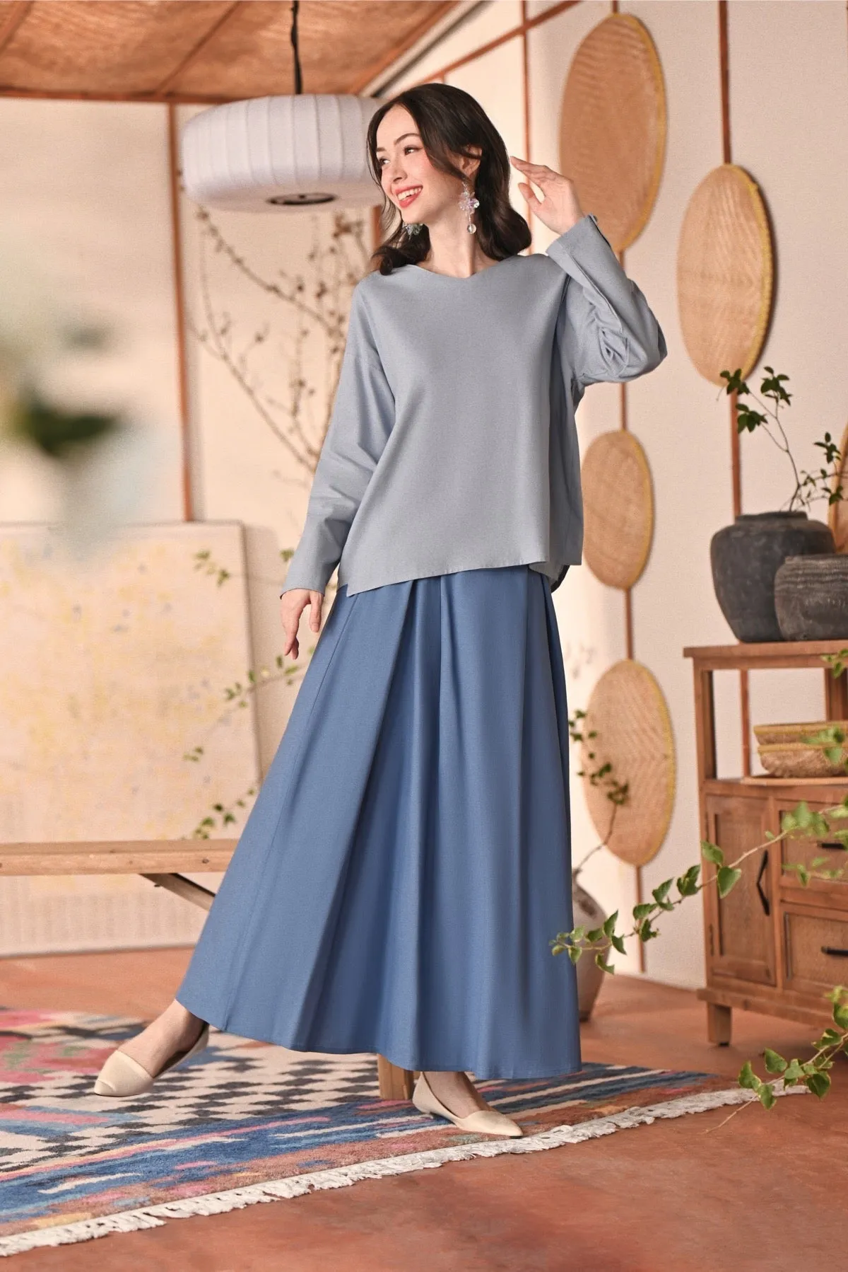 The Heiwa Women A-Line Skirt - Blue West