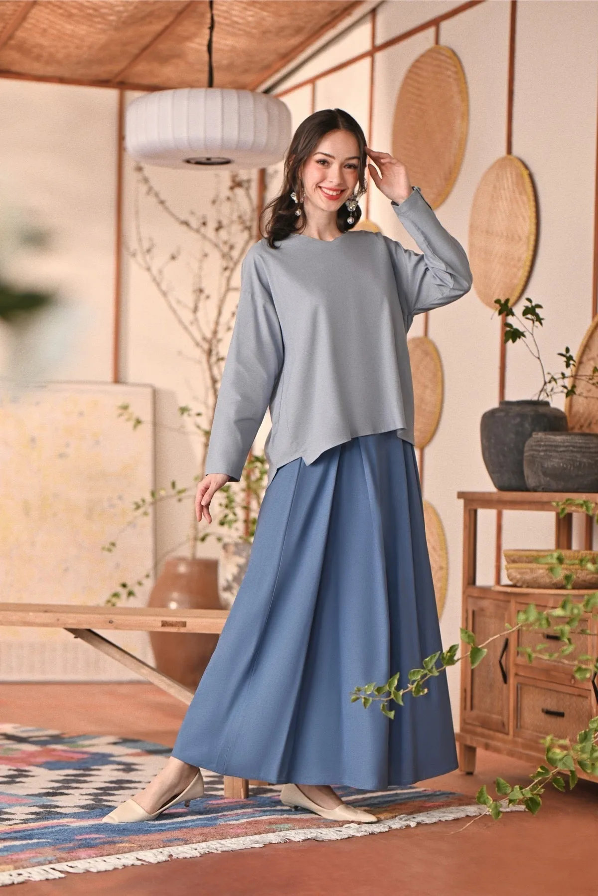 The Heiwa Women A-Line Skirt - Blue West