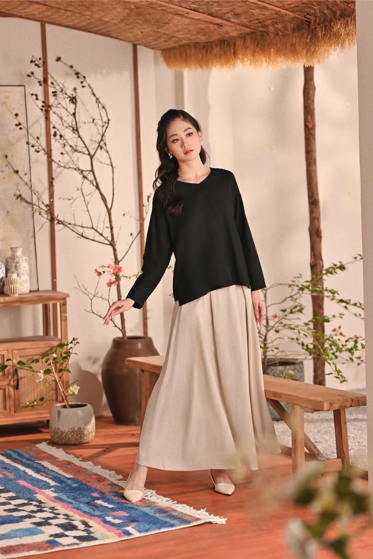 The Heiwa Women A-Line Skirt - Champagne