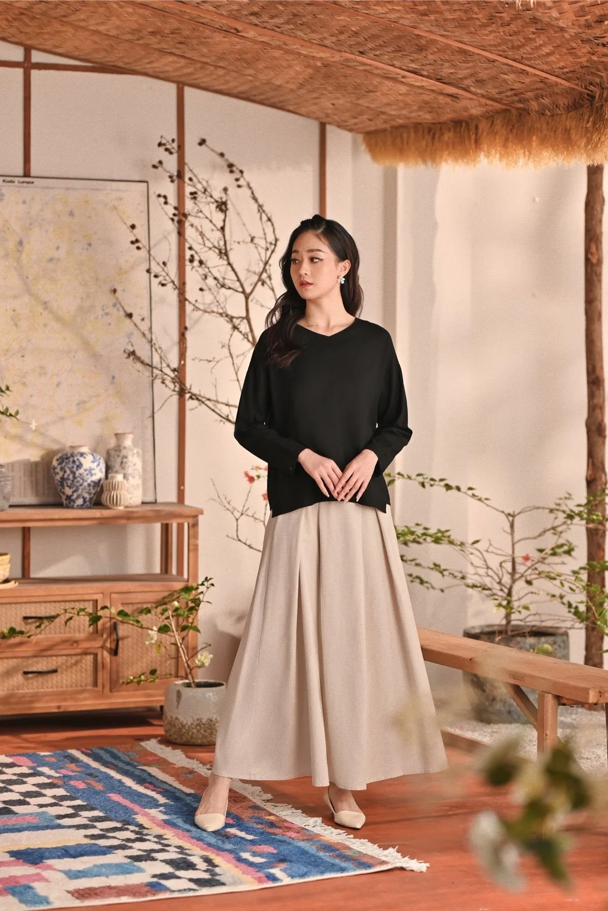 The Heiwa Women A-Line Skirt - Champagne