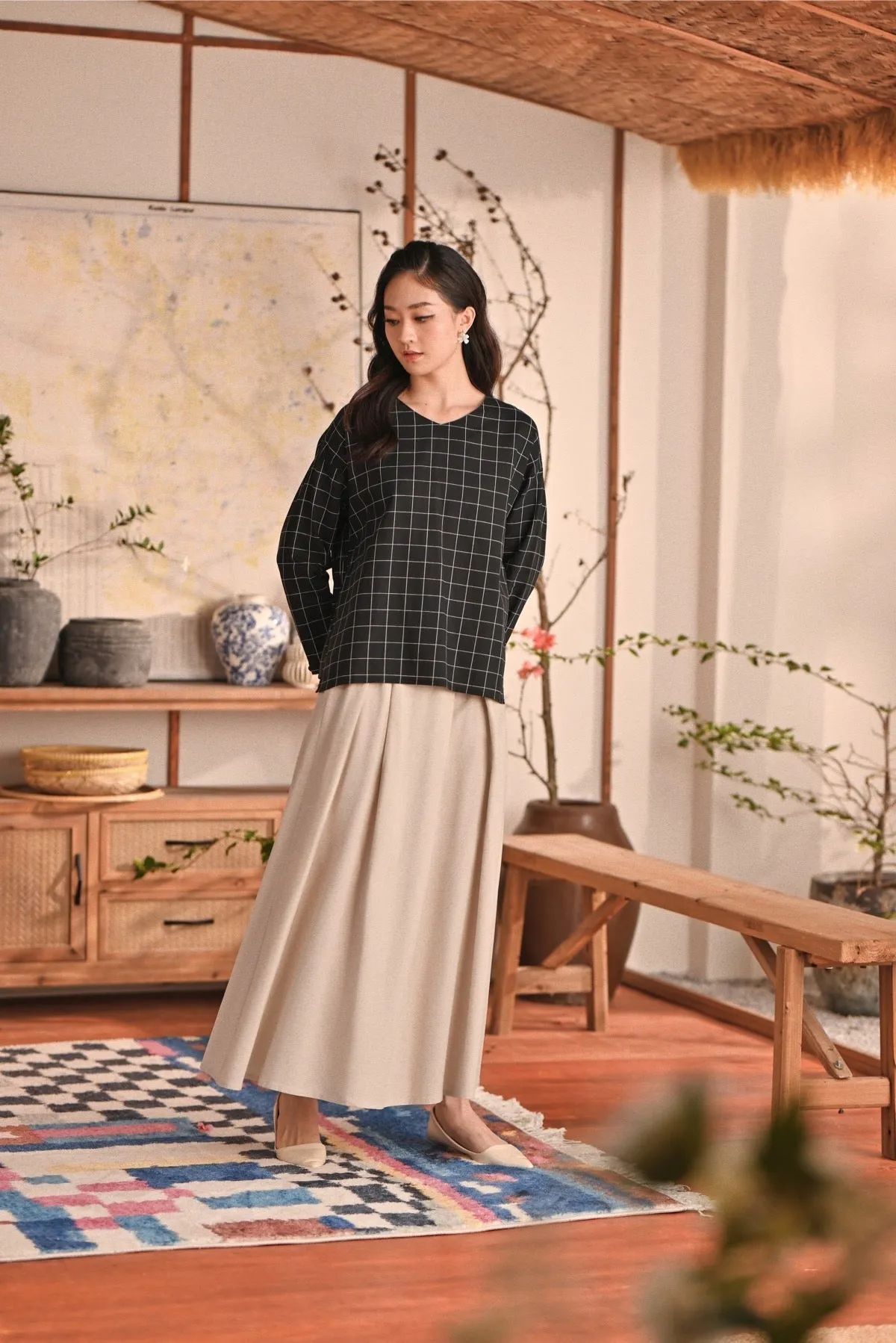 The Heiwa Women A-Line Skirt - Champagne