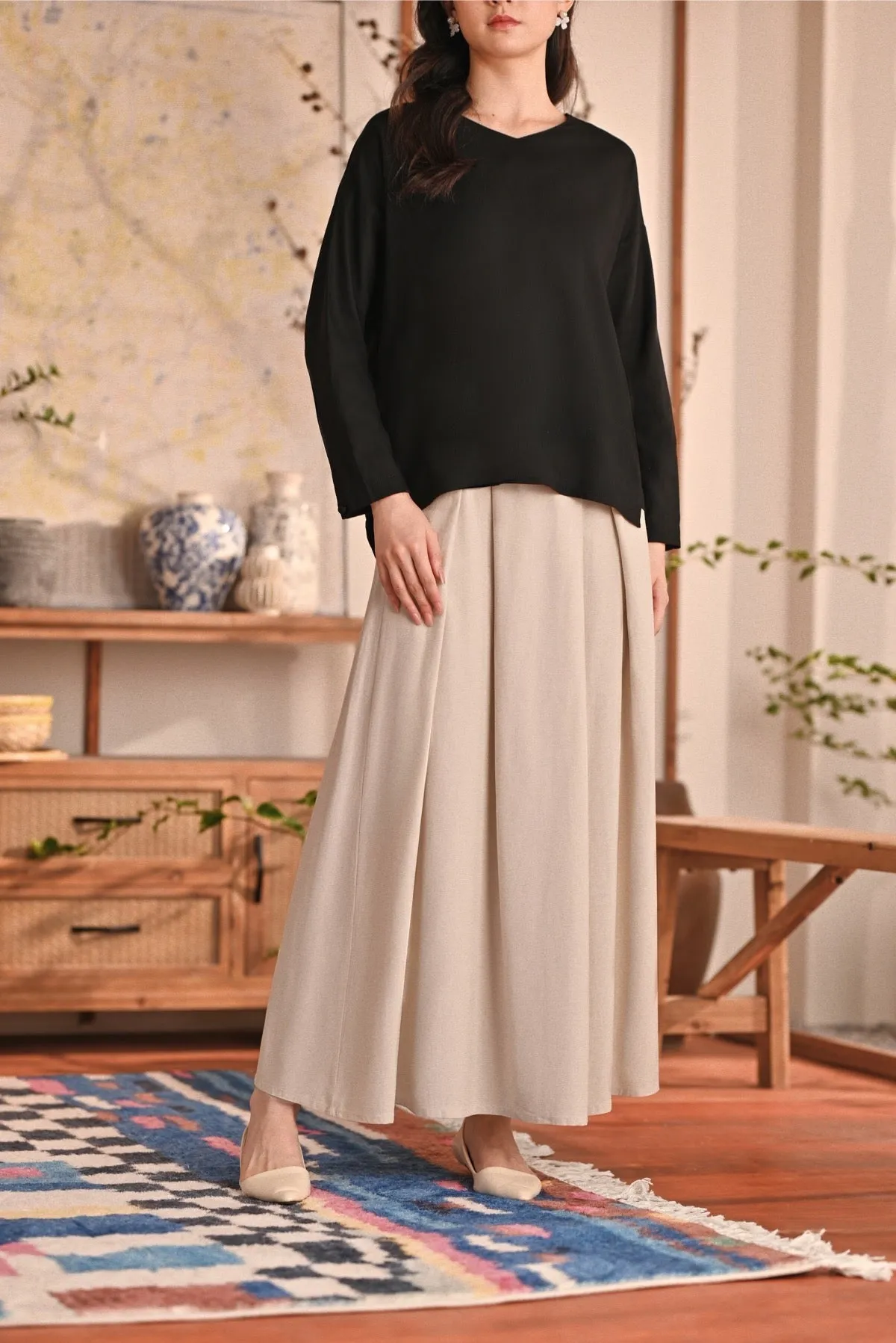 The Heiwa Women A-Line Skirt - Champagne