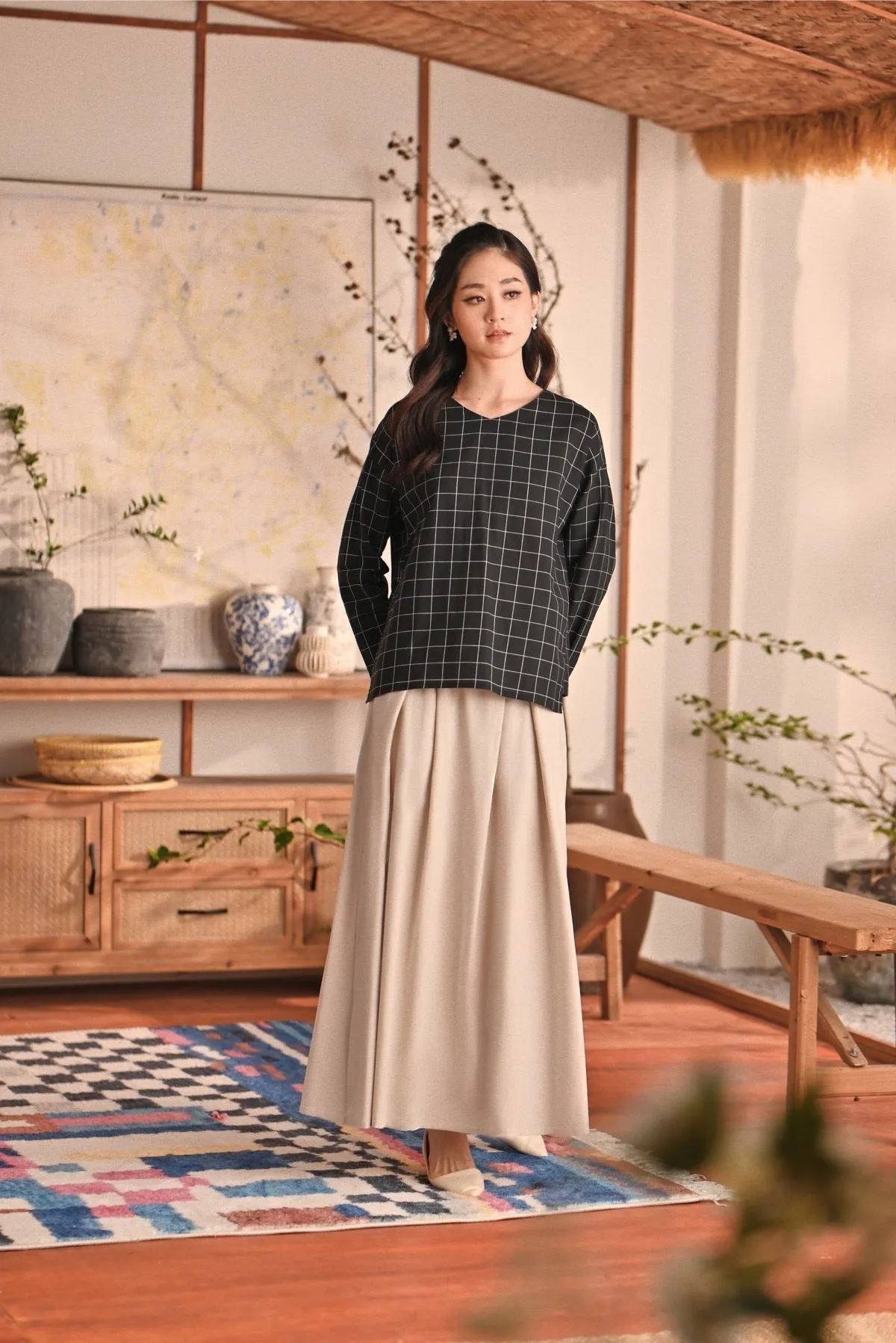 The Heiwa Women A-Line Skirt - Champagne