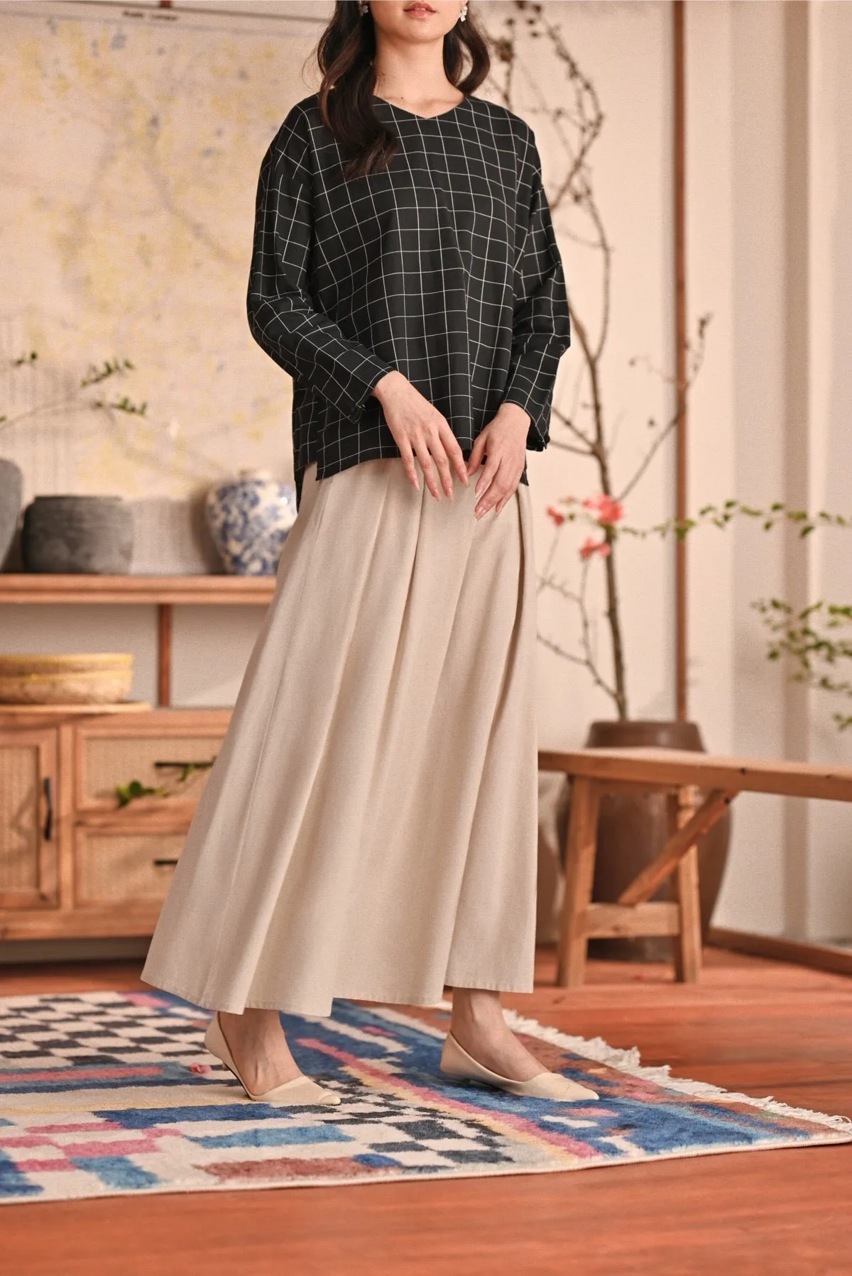 The Heiwa Women A-Line Skirt - Champagne