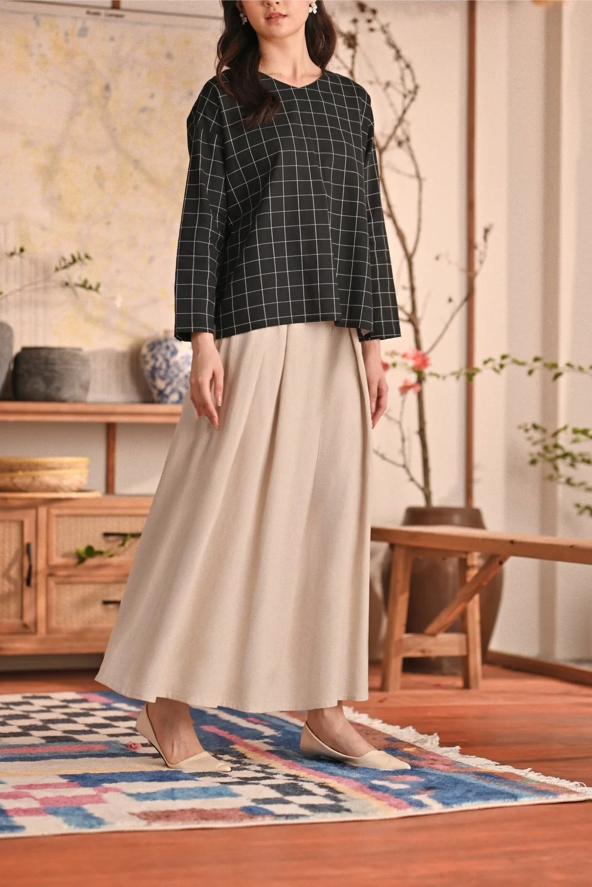The Heiwa Women A-Line Skirt - Champagne