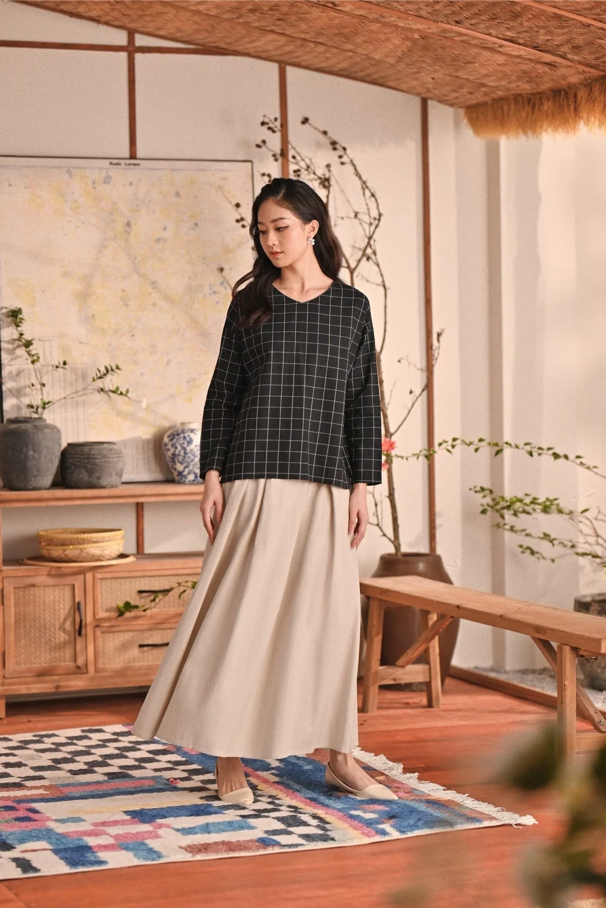 The Heiwa Women A-Line Skirt - Champagne