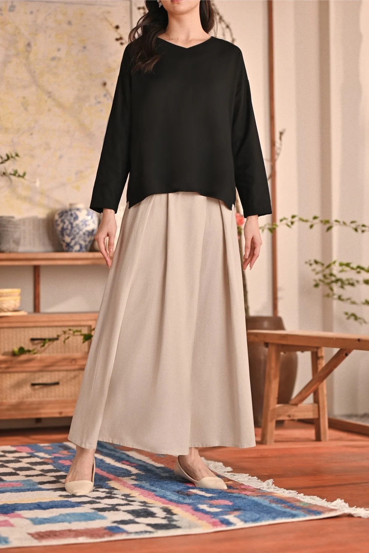 The Heiwa Women A-Line Skirt - Champagne
