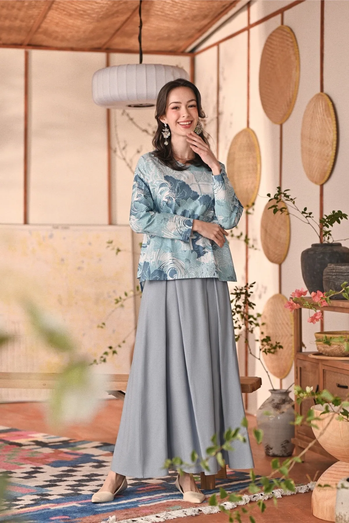 The Heiwa Women A-Line Skirt - Fog Blue