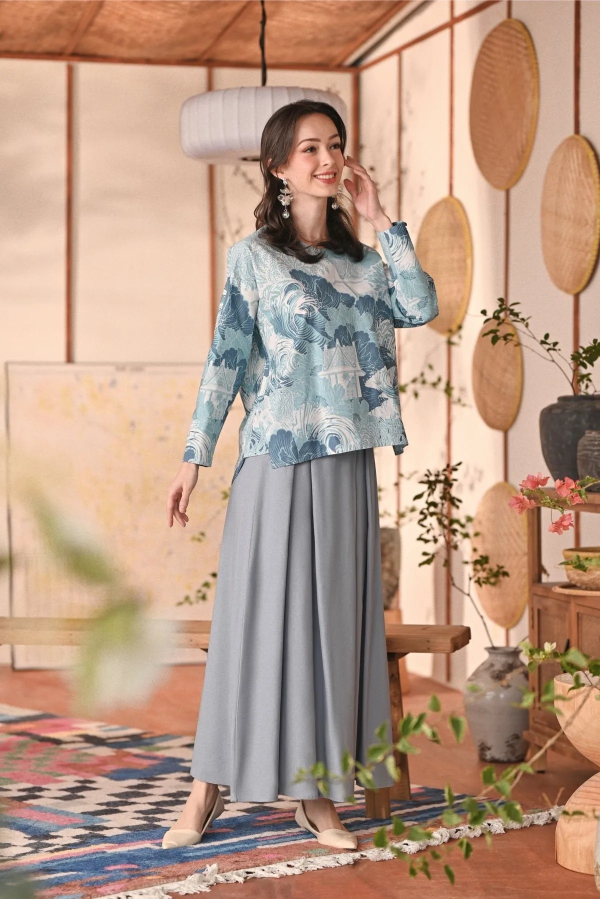 The Heiwa Women A-Line Skirt - Fog Blue