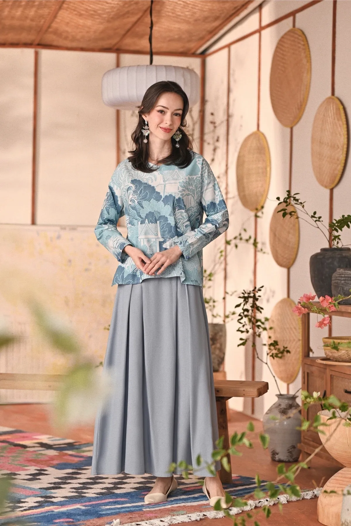 The Heiwa Women A-Line Skirt - Fog Blue