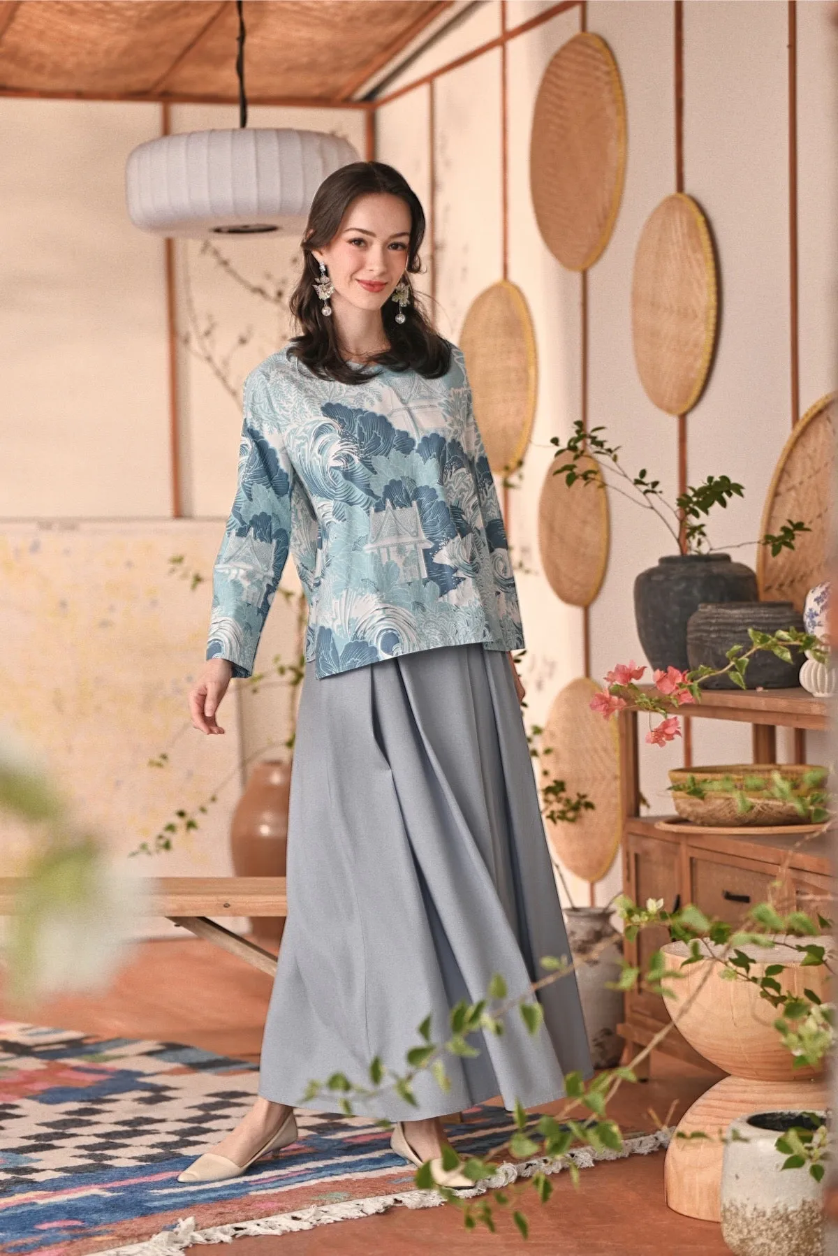 The Heiwa Women A-Line Skirt - Fog Blue