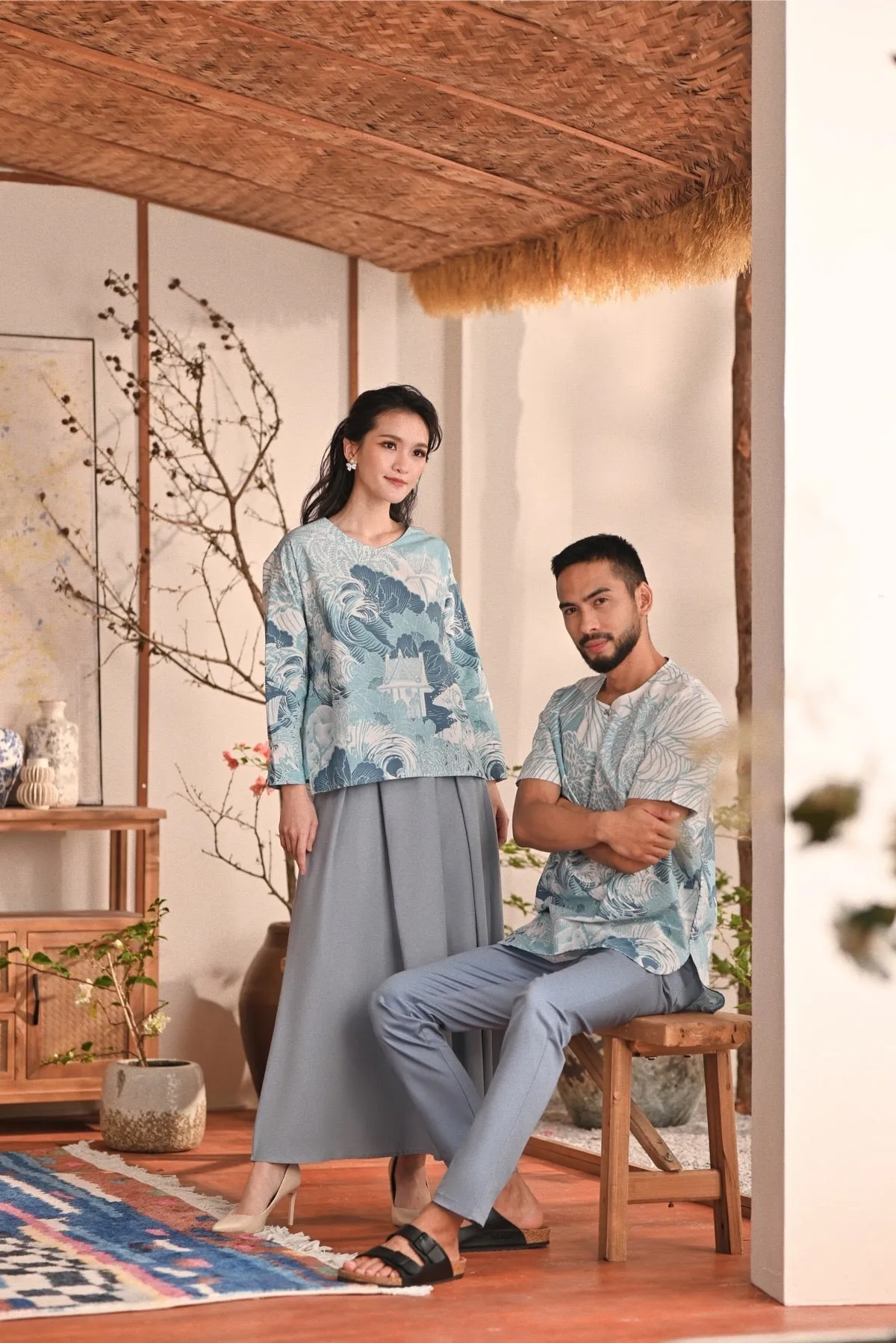 The Heiwa Women A-Line Skirt - Fog Blue