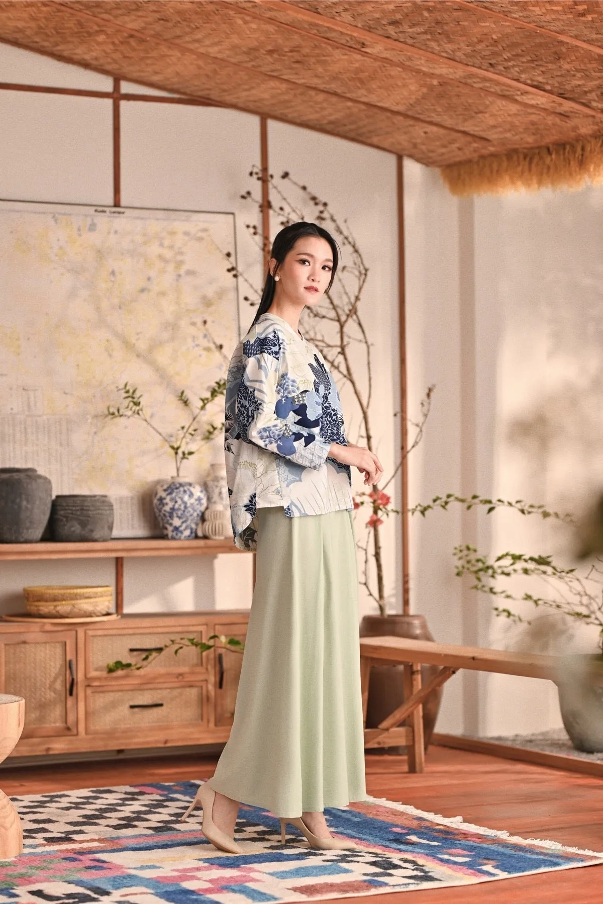 The Heiwa Women A-Line Skirt - Fog Green