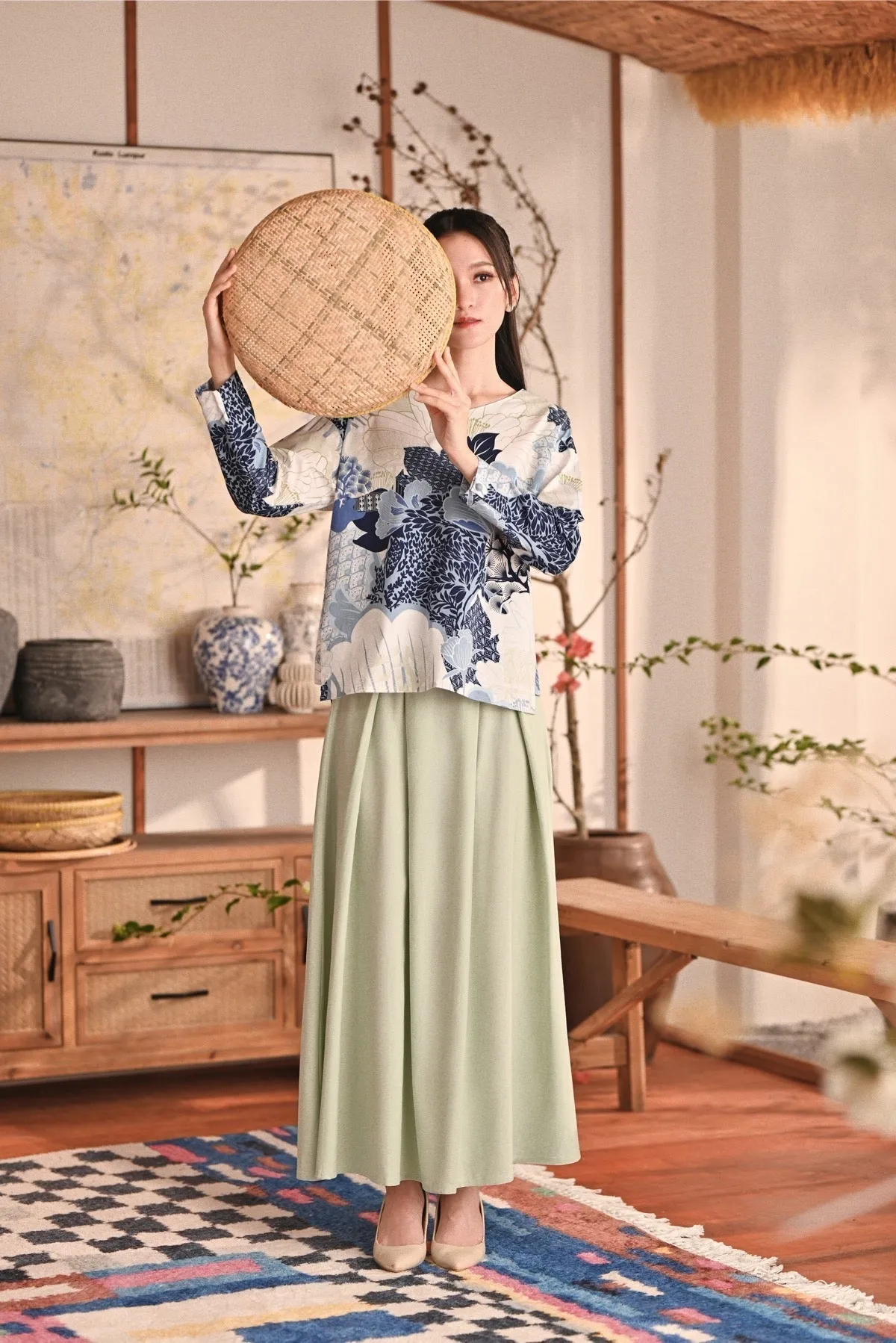 The Heiwa Women A-Line Skirt - Fog Green