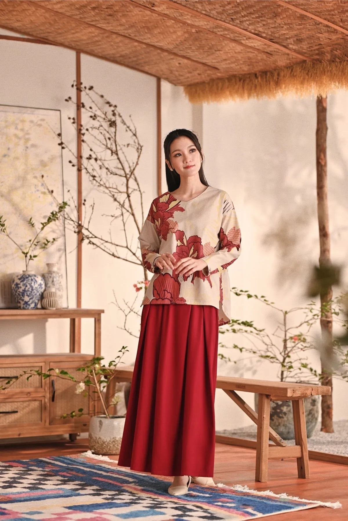 The Heiwa Women A-Line Skirt - Maroon