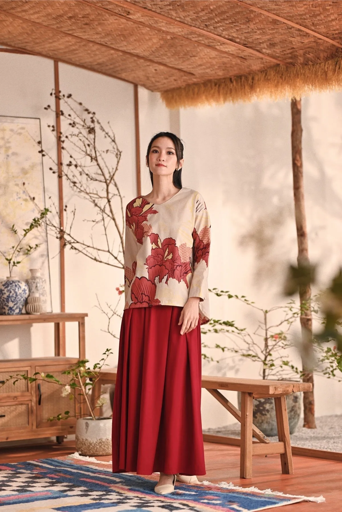 The Heiwa Women A-Line Skirt - Maroon