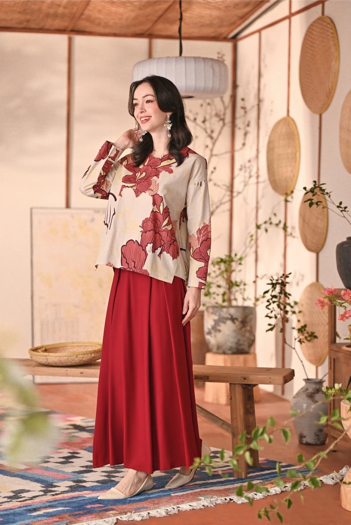 The Heiwa Women A-Line Skirt - Maroon