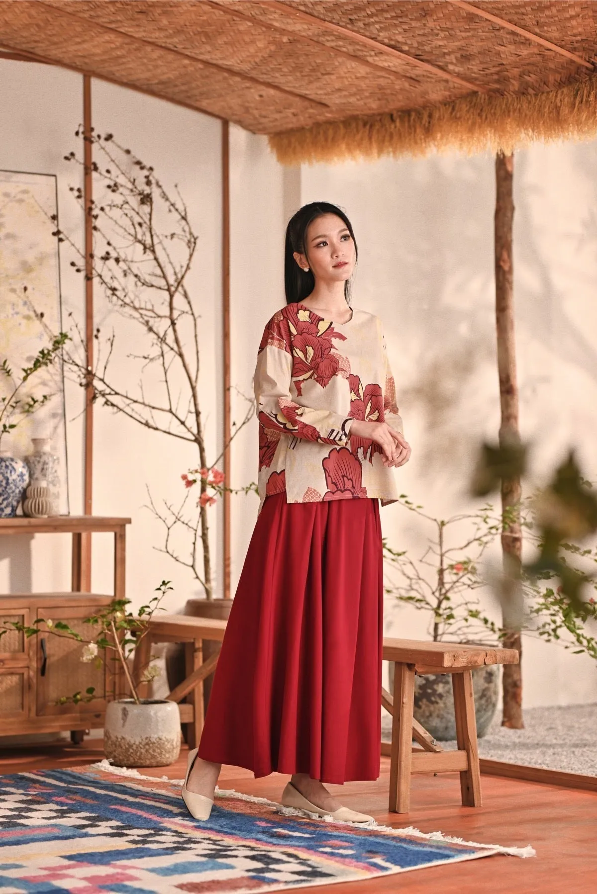 The Heiwa Women A-Line Skirt - Maroon