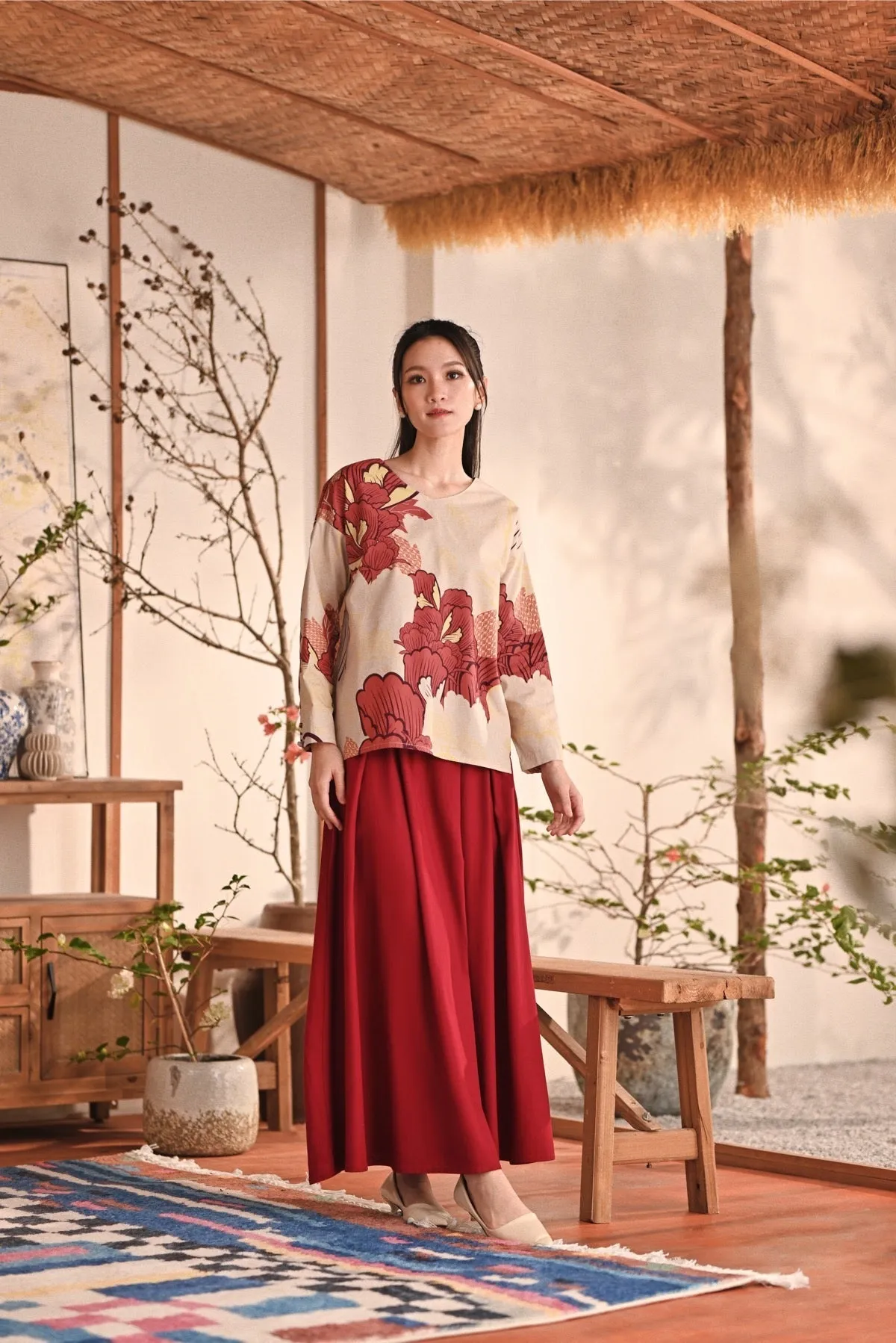 The Heiwa Women A-Line Skirt - Maroon
