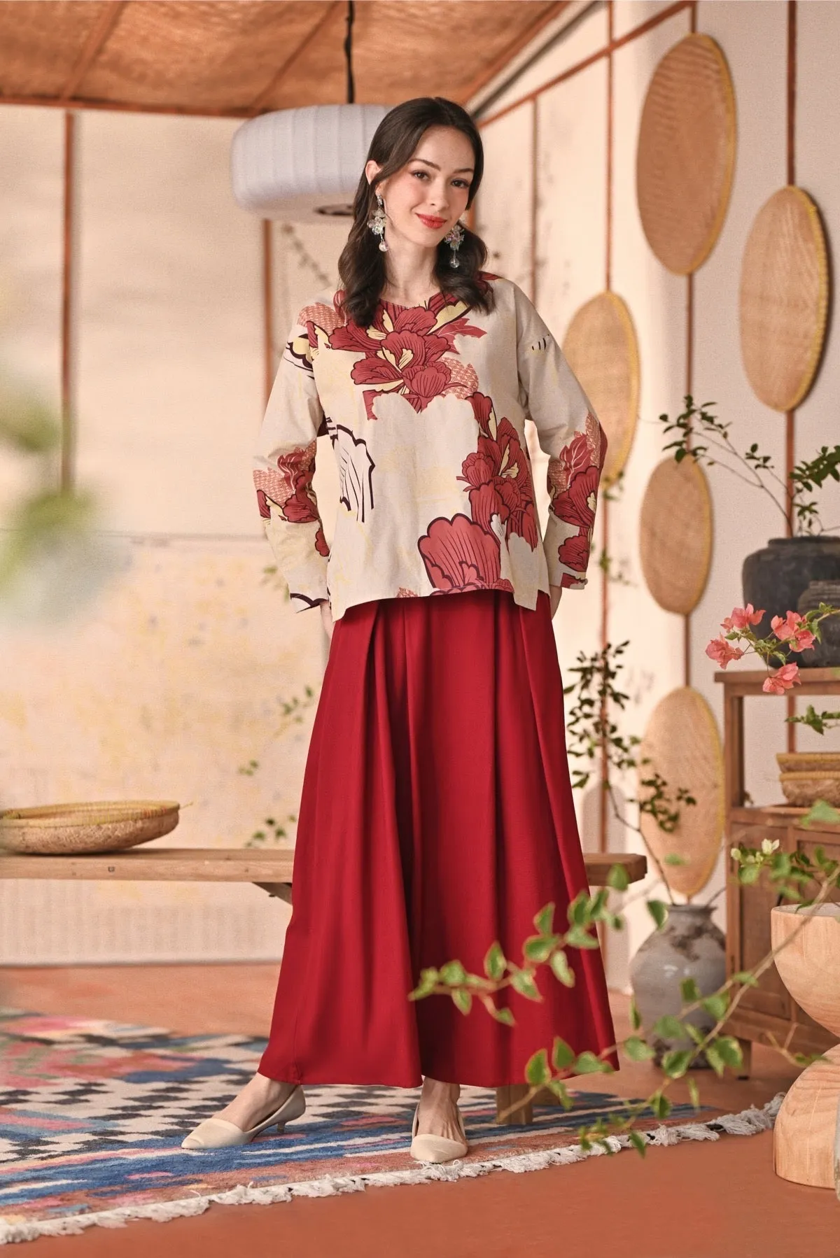 The Heiwa Women A-Line Skirt - Maroon