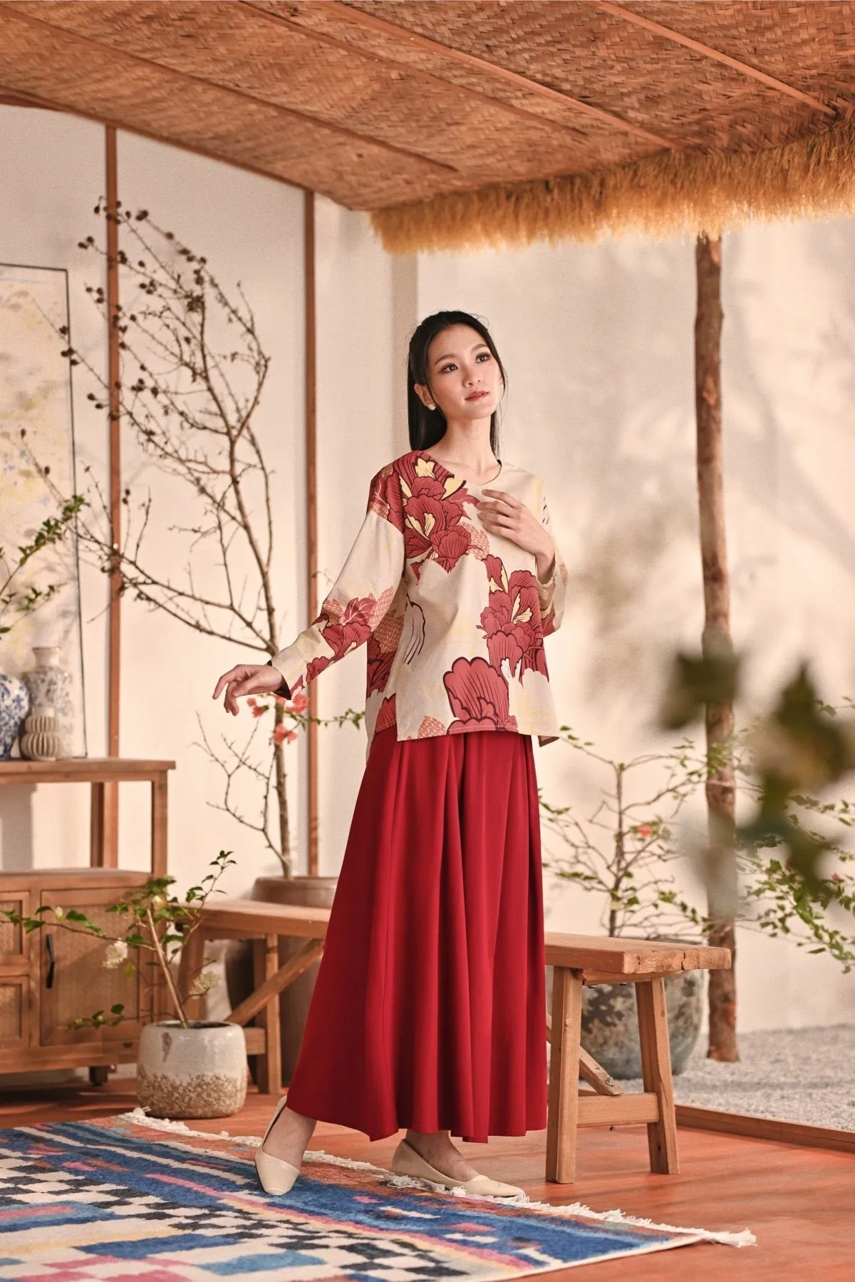 The Heiwa Women A-Line Skirt - Maroon