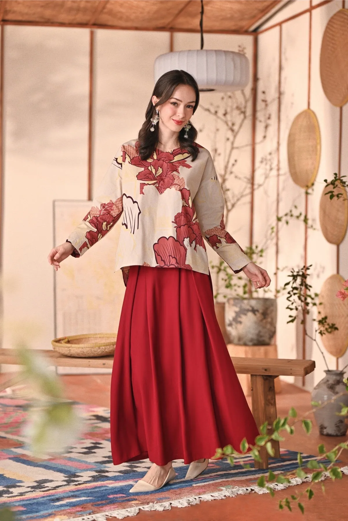 The Heiwa Women A-Line Skirt - Maroon