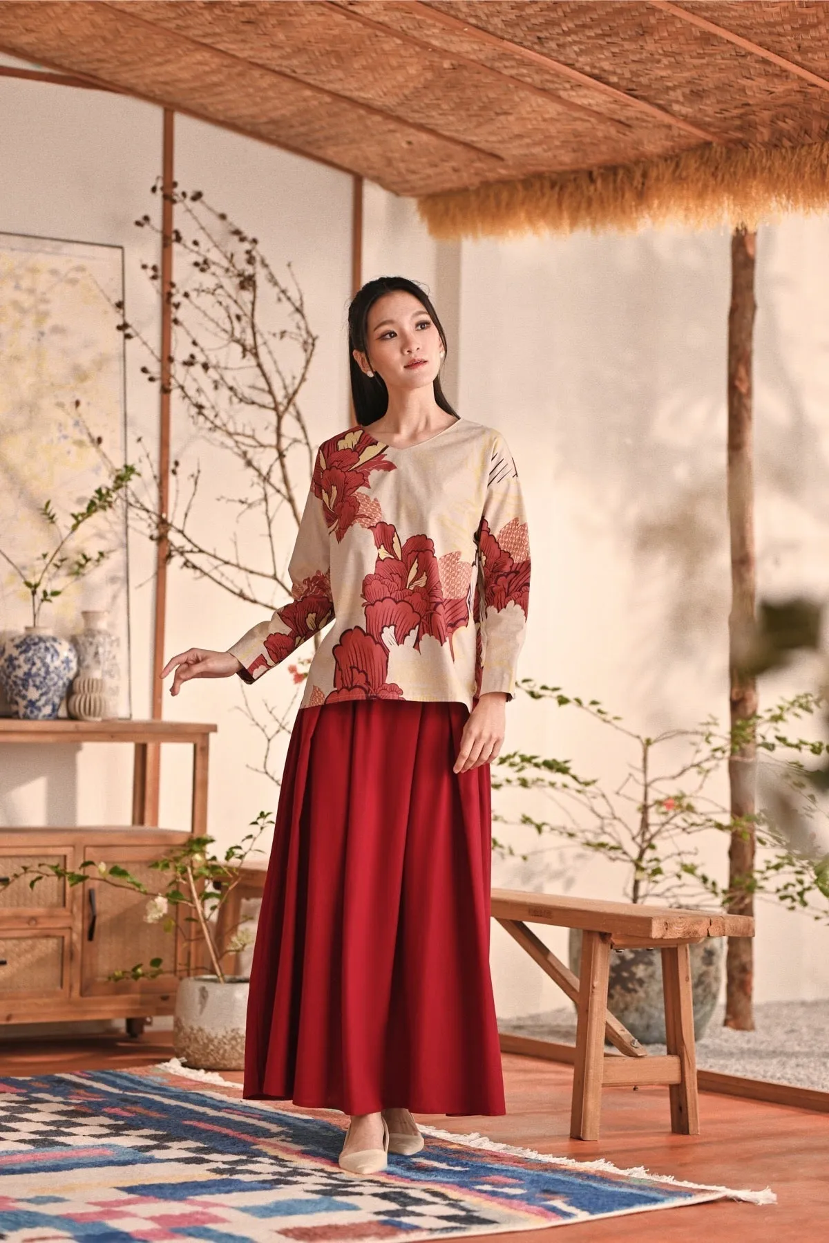 The Heiwa Women A-Line Skirt - Maroon