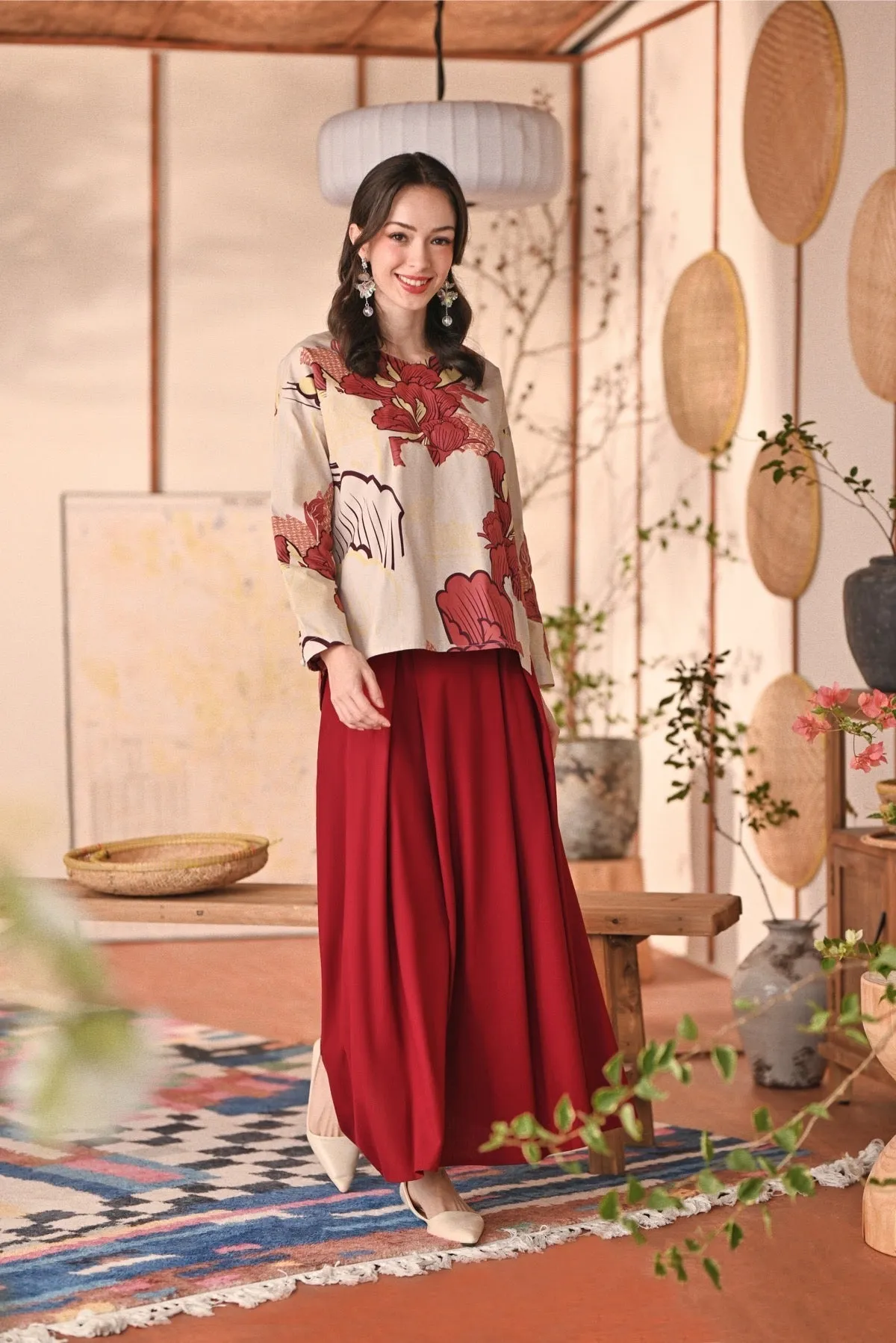 The Heiwa Women A-Line Skirt - Maroon