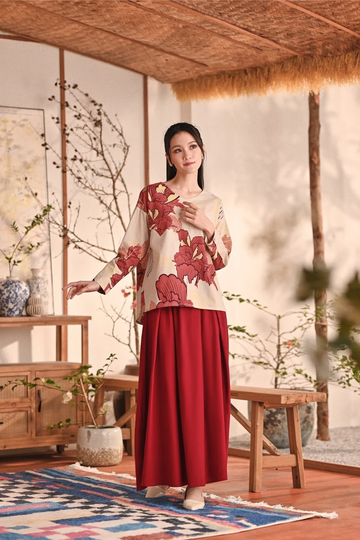 The Heiwa Women A-Line Skirt - Maroon
