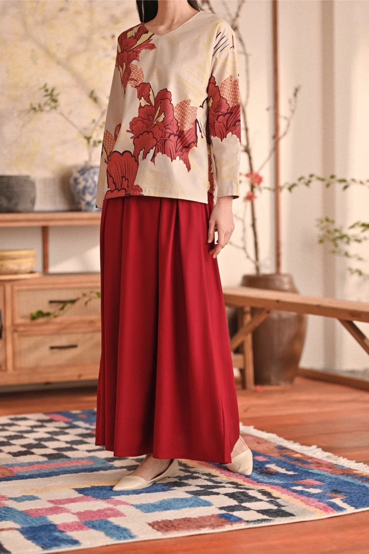 The Heiwa Women A-Line Skirt - Maroon
