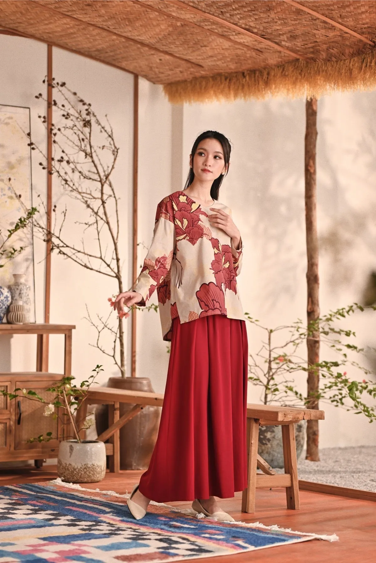 The Heiwa Women A-Line Skirt - Maroon