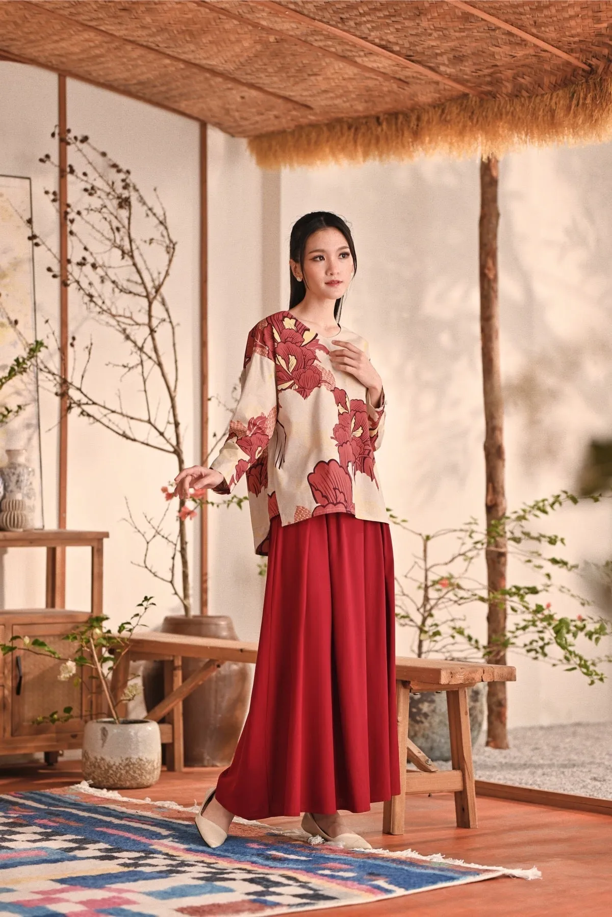 The Heiwa Women A-Line Skirt - Maroon