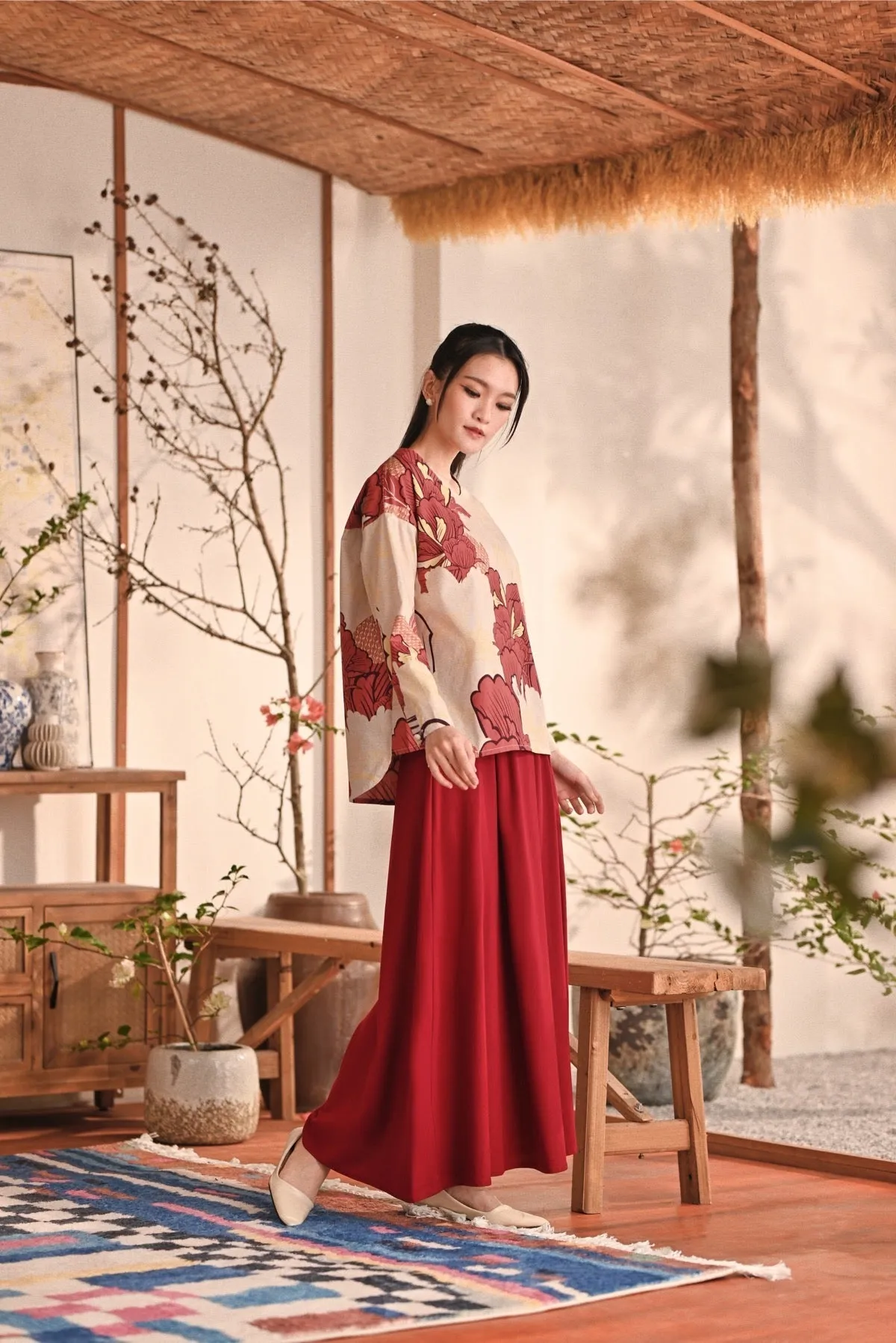 The Heiwa Women A-Line Skirt - Maroon