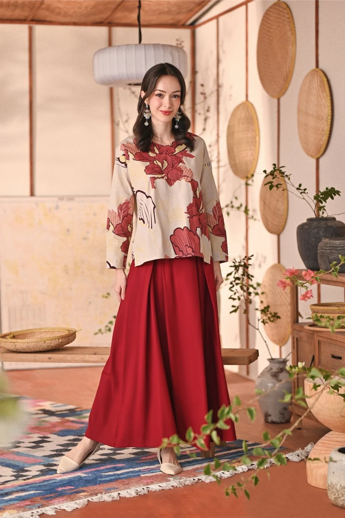 The Heiwa Women A-Line Skirt - Maroon