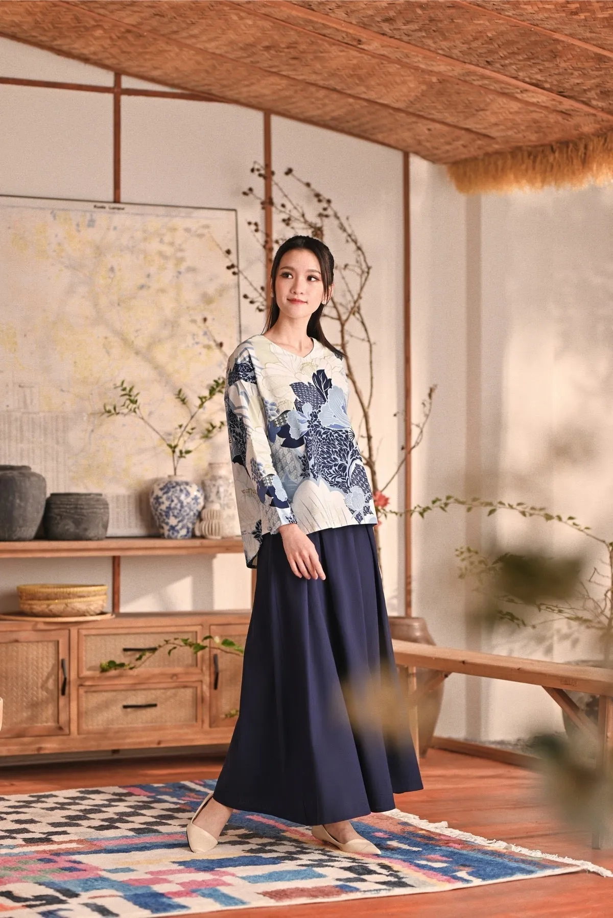 The Heiwa Women A-Line Skirt - Navy Blue