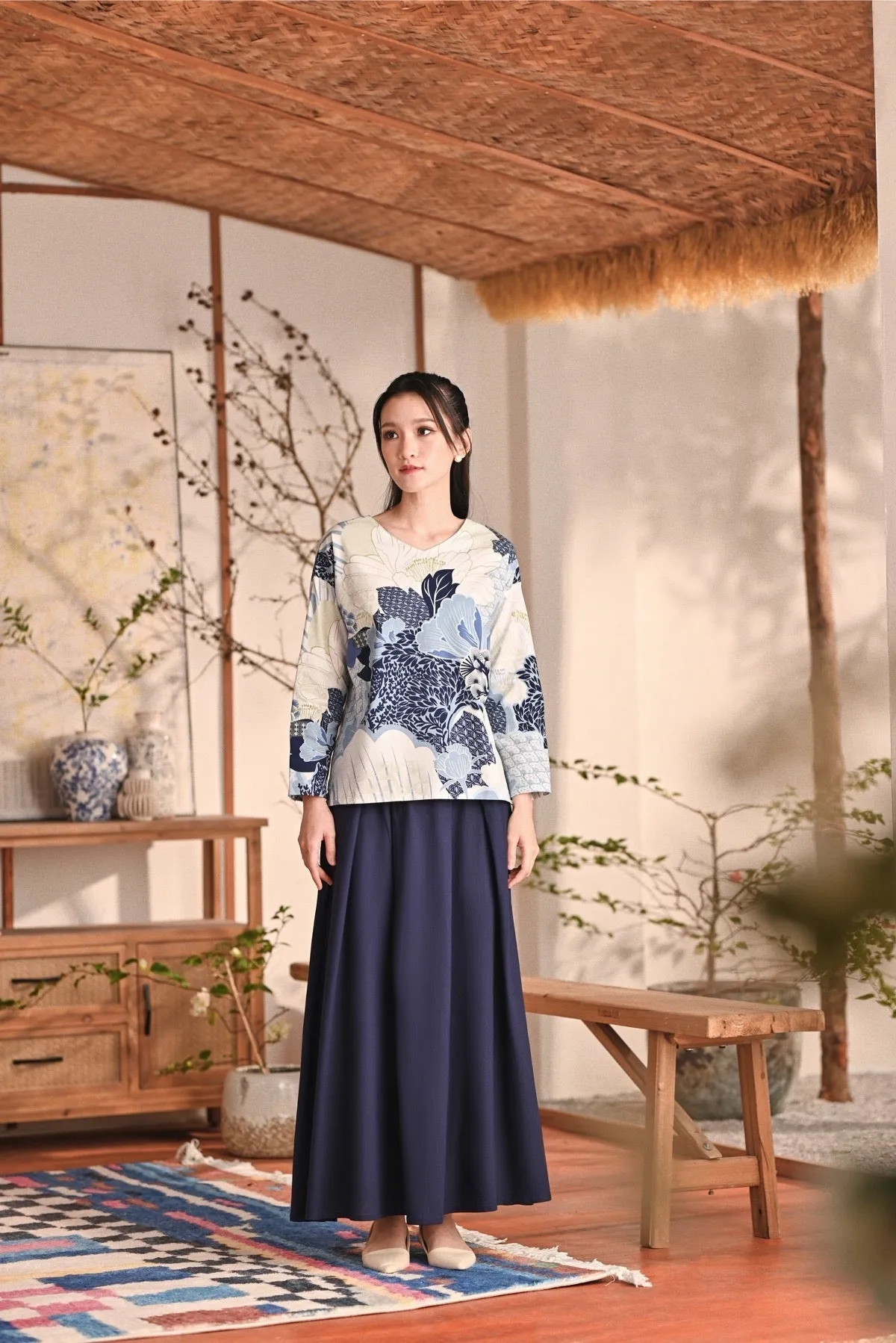The Heiwa Women A-Line Skirt - Navy Blue