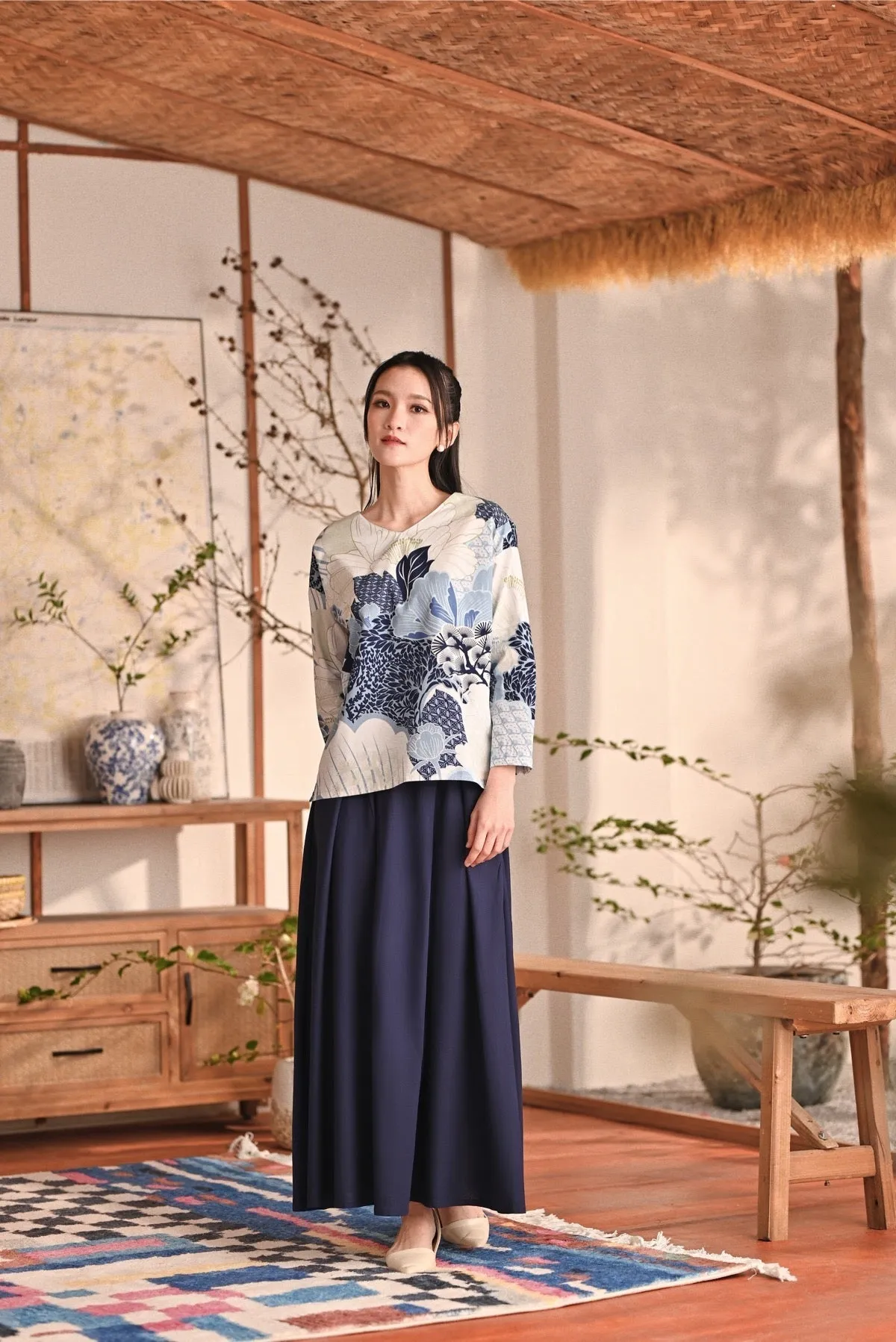 The Heiwa Women A-Line Skirt - Navy Blue