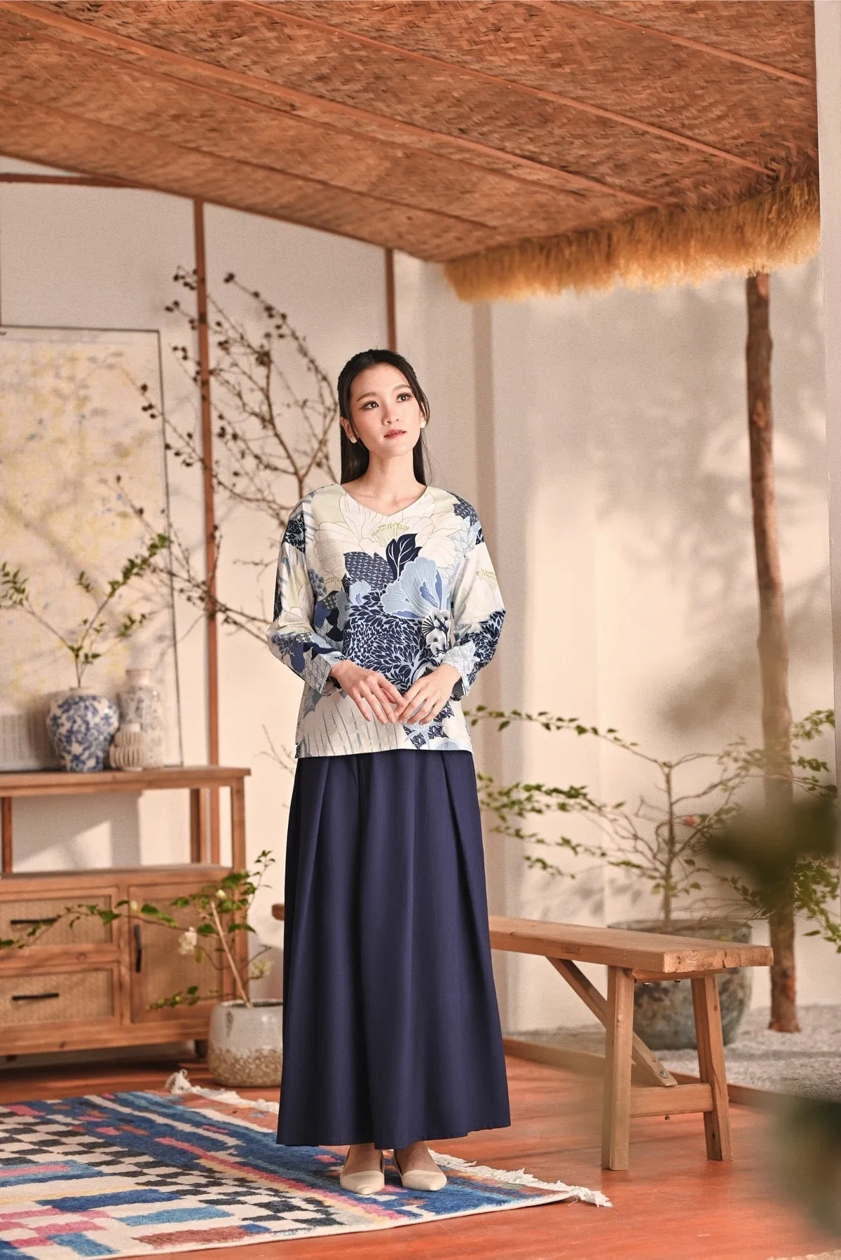 The Heiwa Women A-Line Skirt - Navy Blue