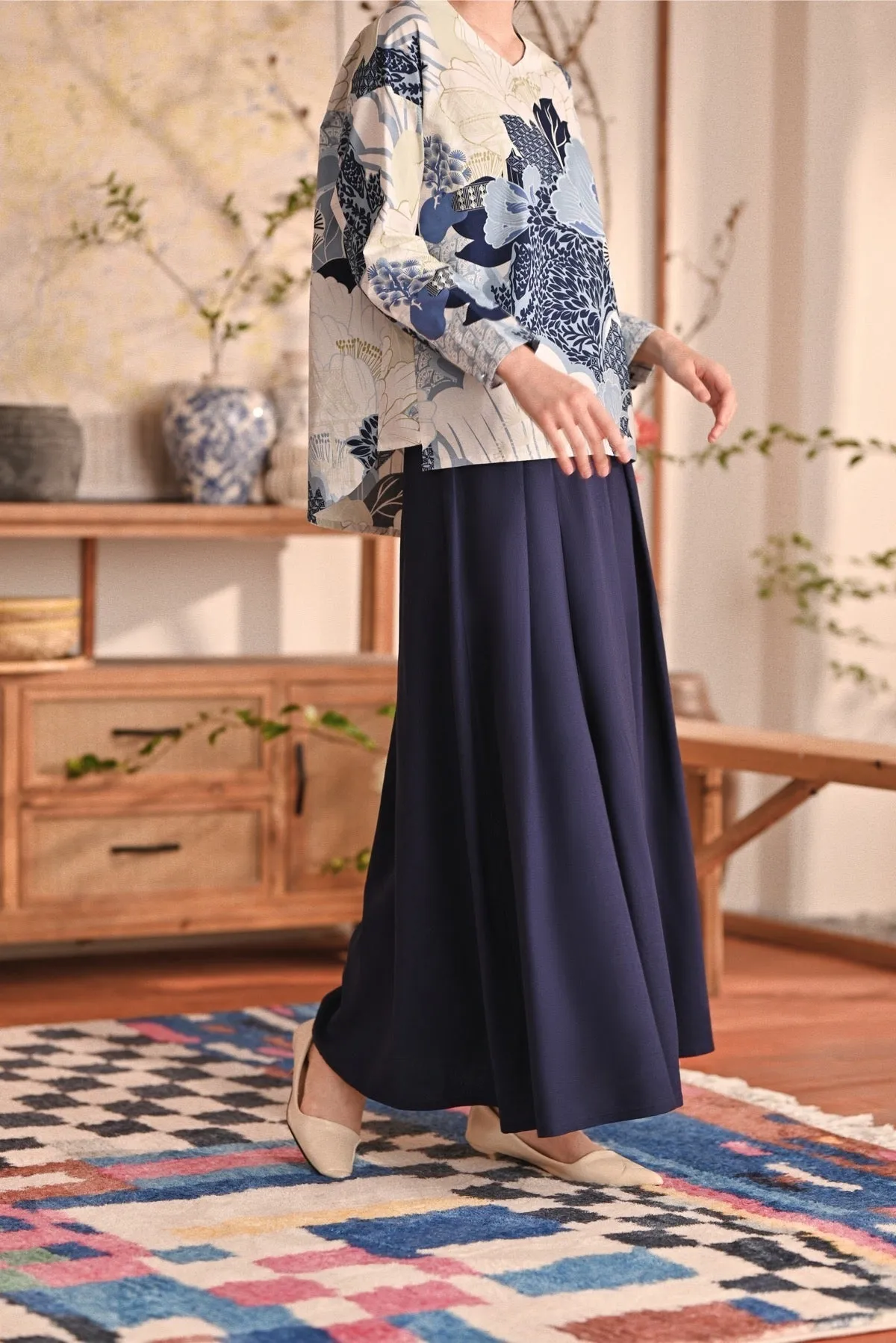 The Heiwa Women A-Line Skirt - Navy Blue