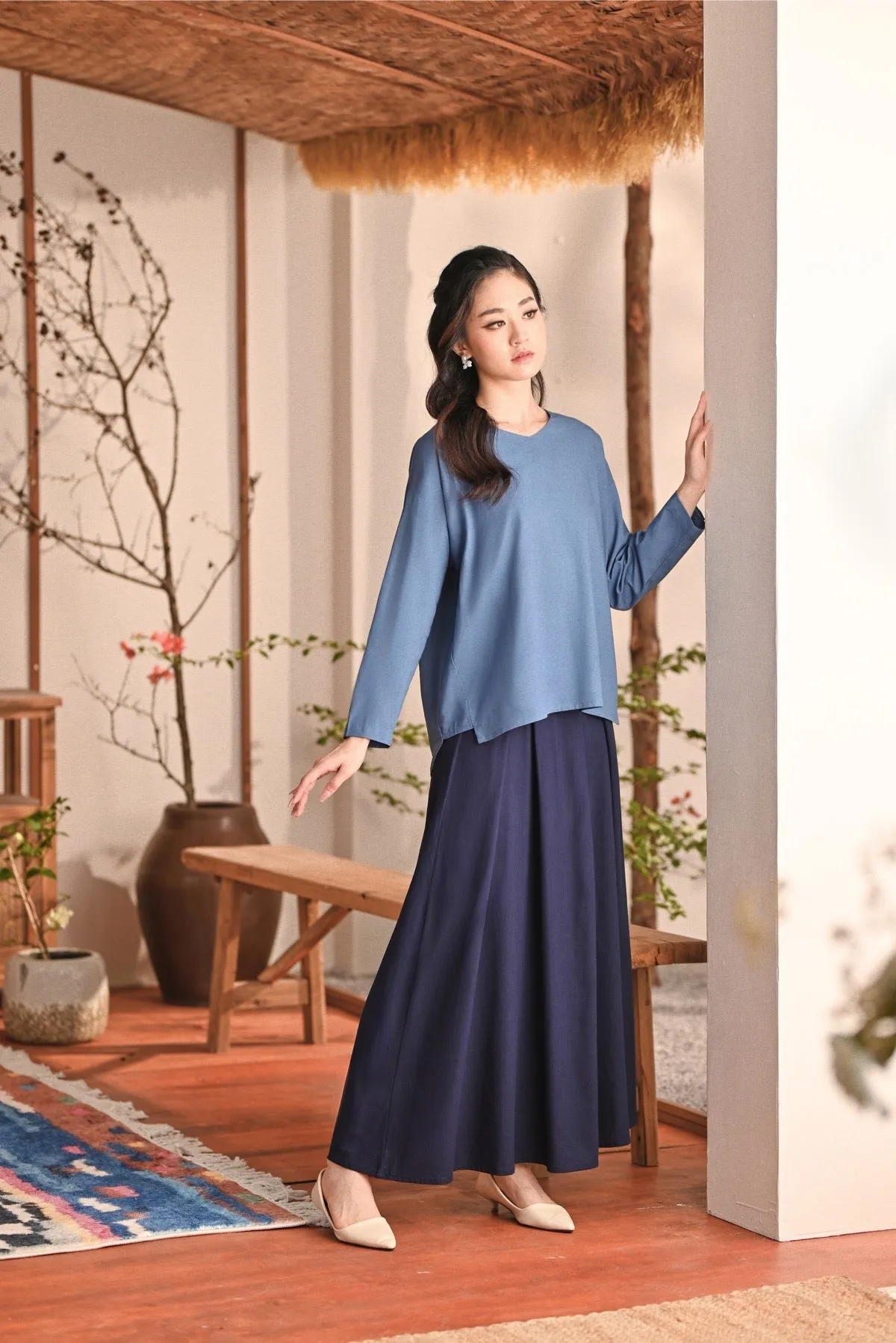 The Heiwa Women A-Line Skirt - Navy Blue