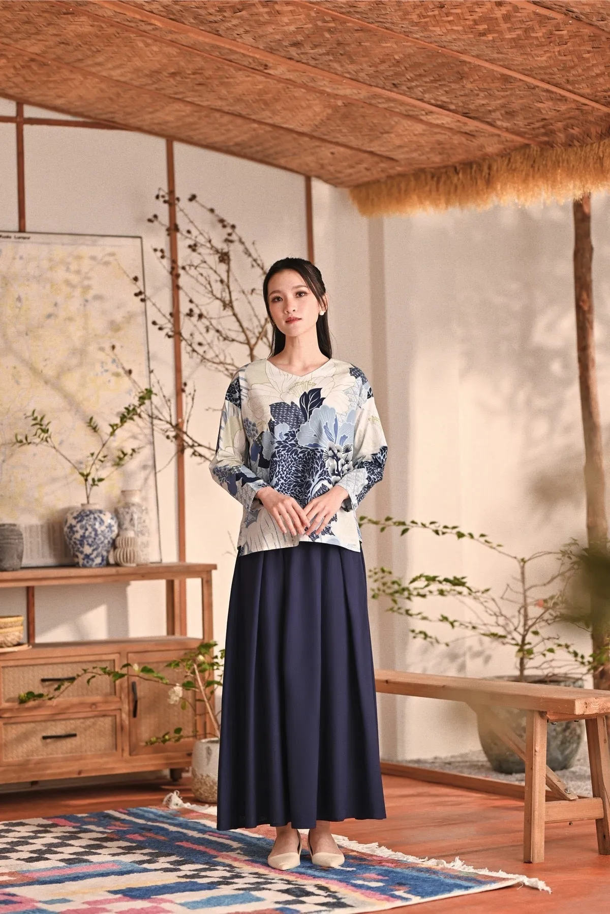 The Heiwa Women A-Line Skirt - Navy Blue