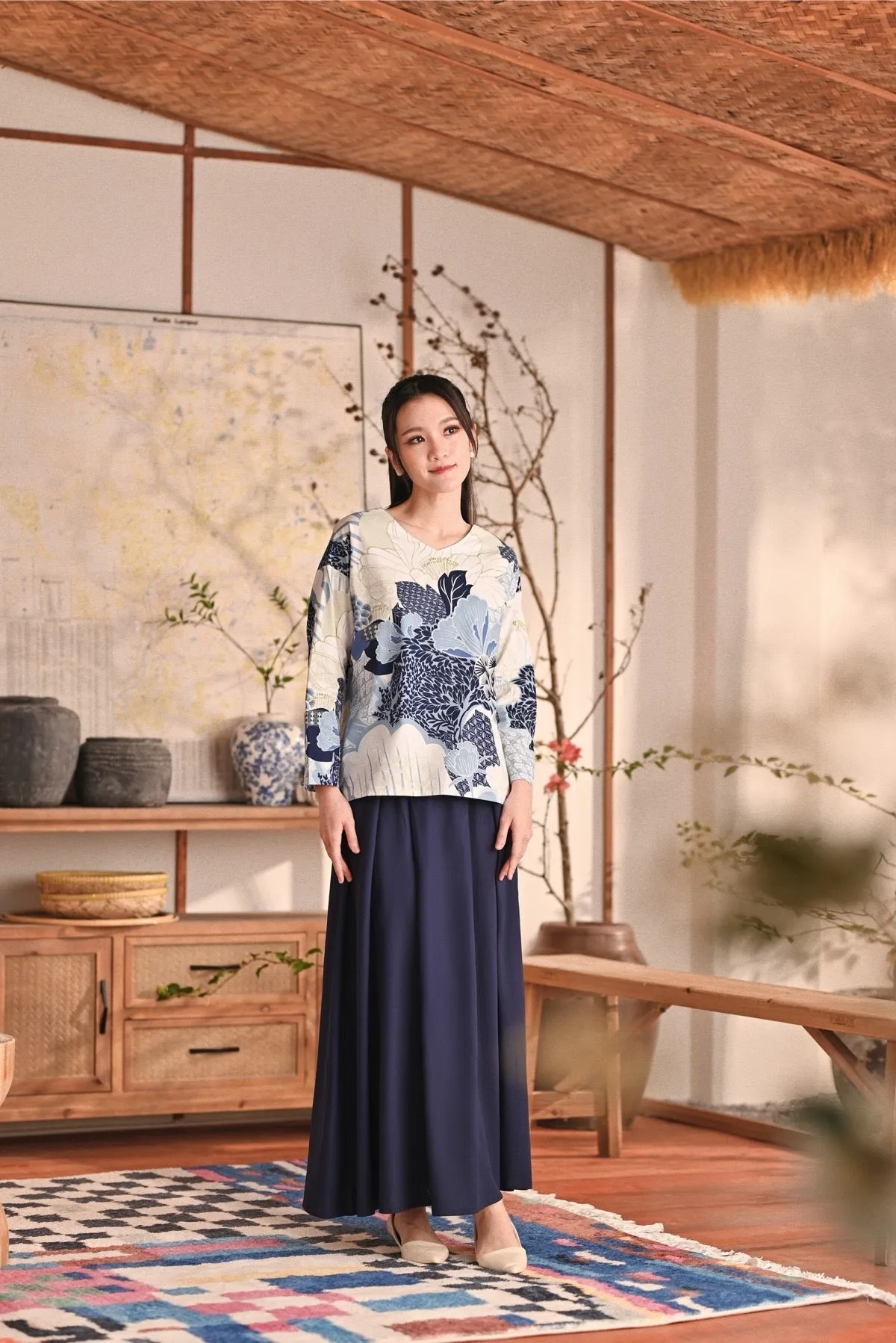 The Heiwa Women A-Line Skirt - Navy Blue