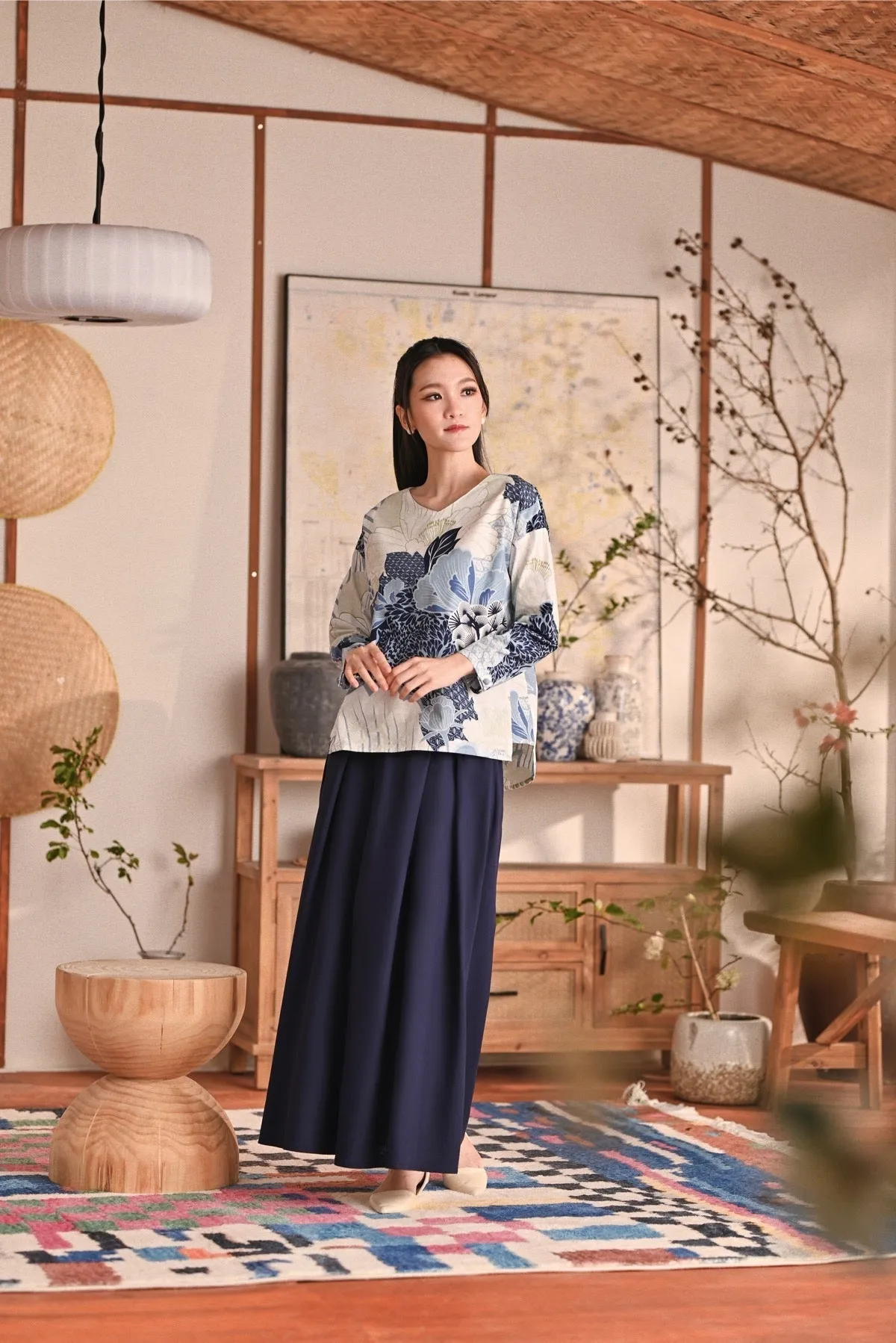 The Heiwa Women A-Line Skirt - Navy Blue
