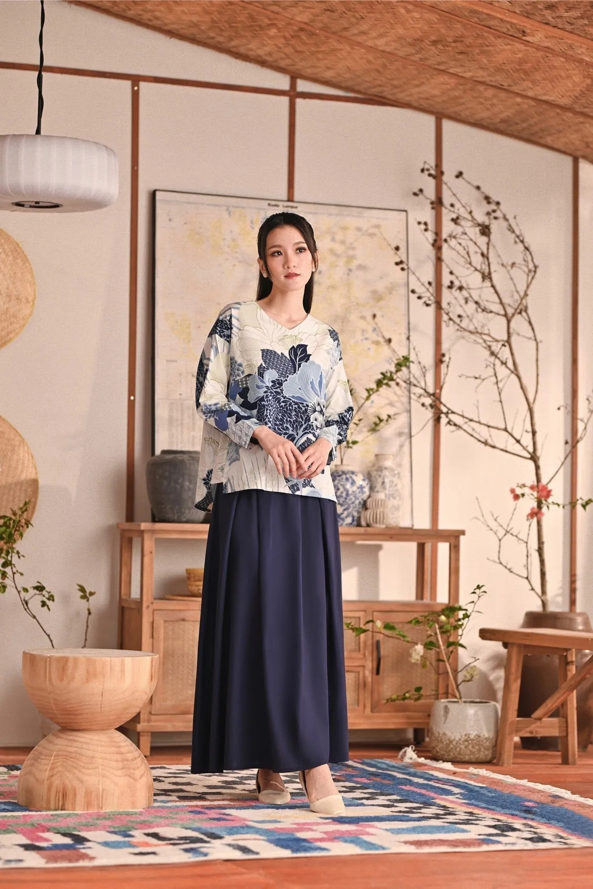 The Heiwa Women A-Line Skirt - Navy Blue