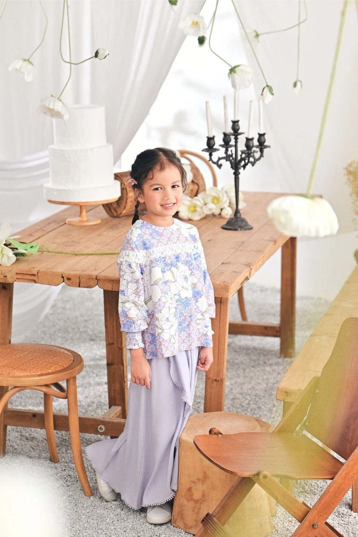 The Mimpian Ruffle Wide Skirt - Lilac