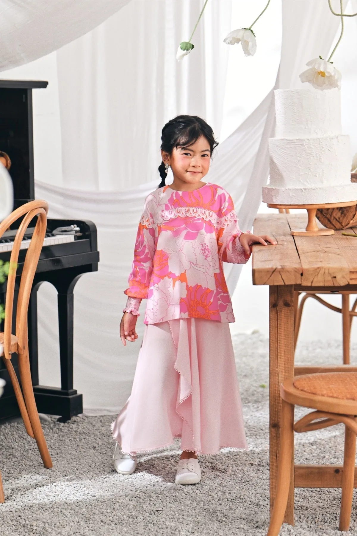 The Mimpian Ruffle Wide Skirt - Pink