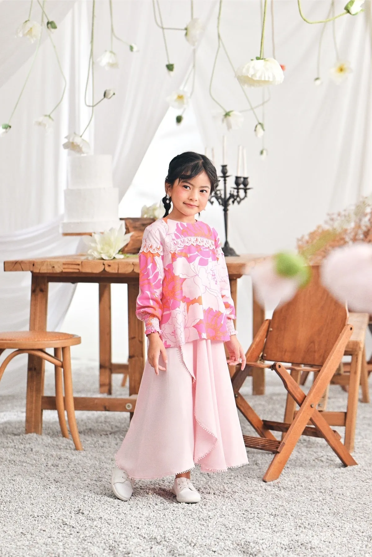 The Mimpian Ruffle Wide Skirt - Pink