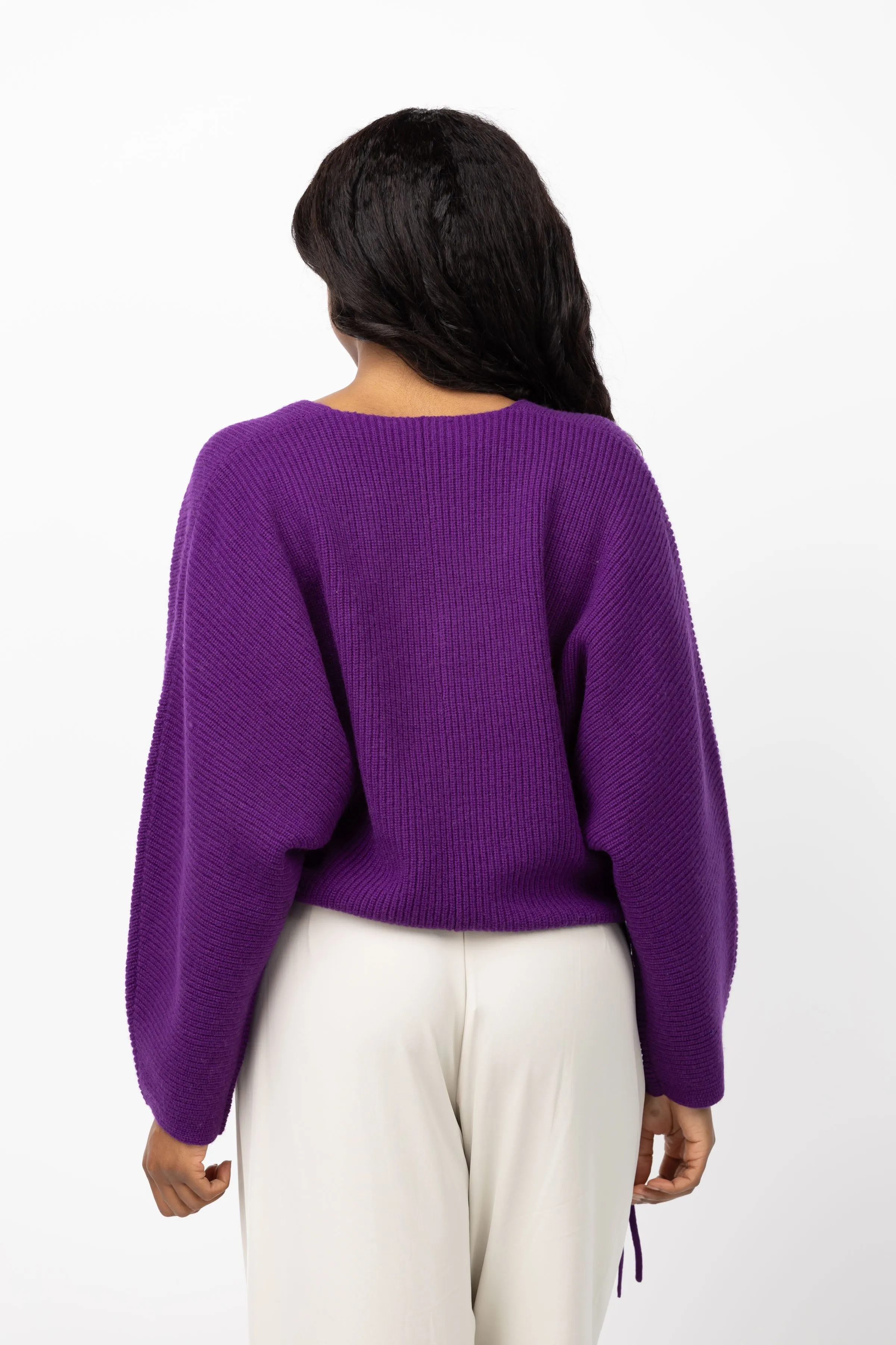 The Sei V-Neck Sweater in Eggplant
