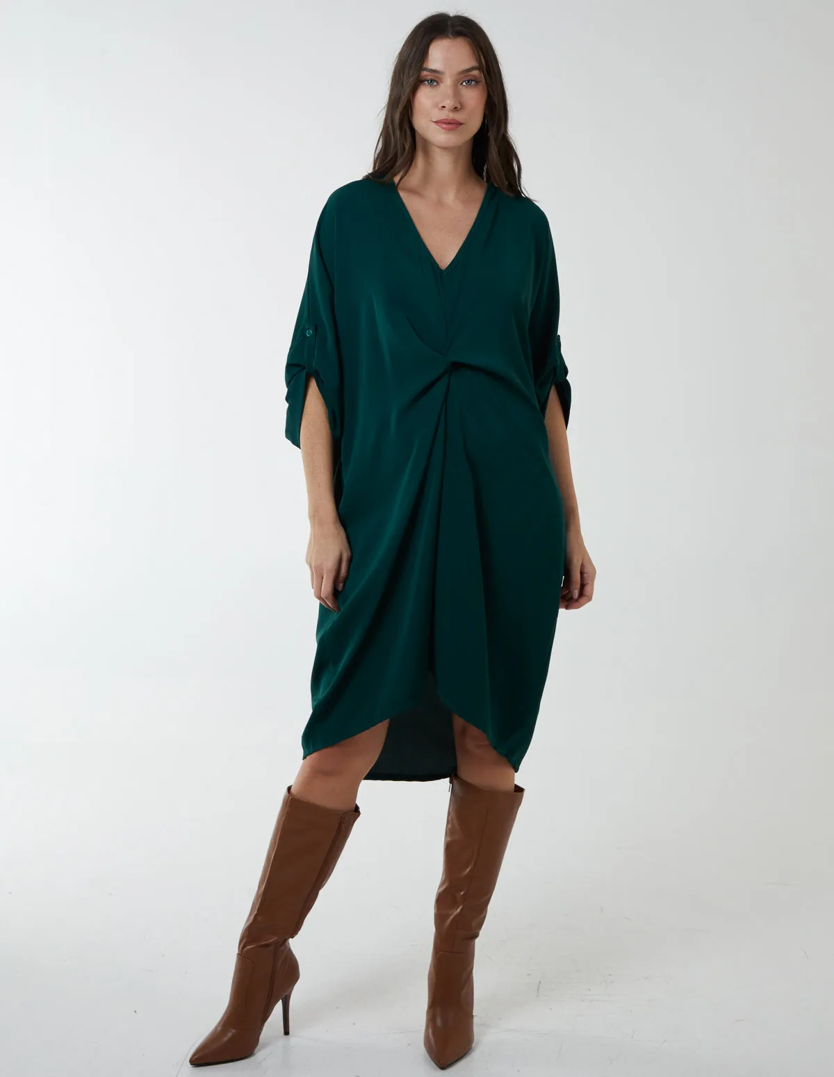 Twist Front Midi Dress